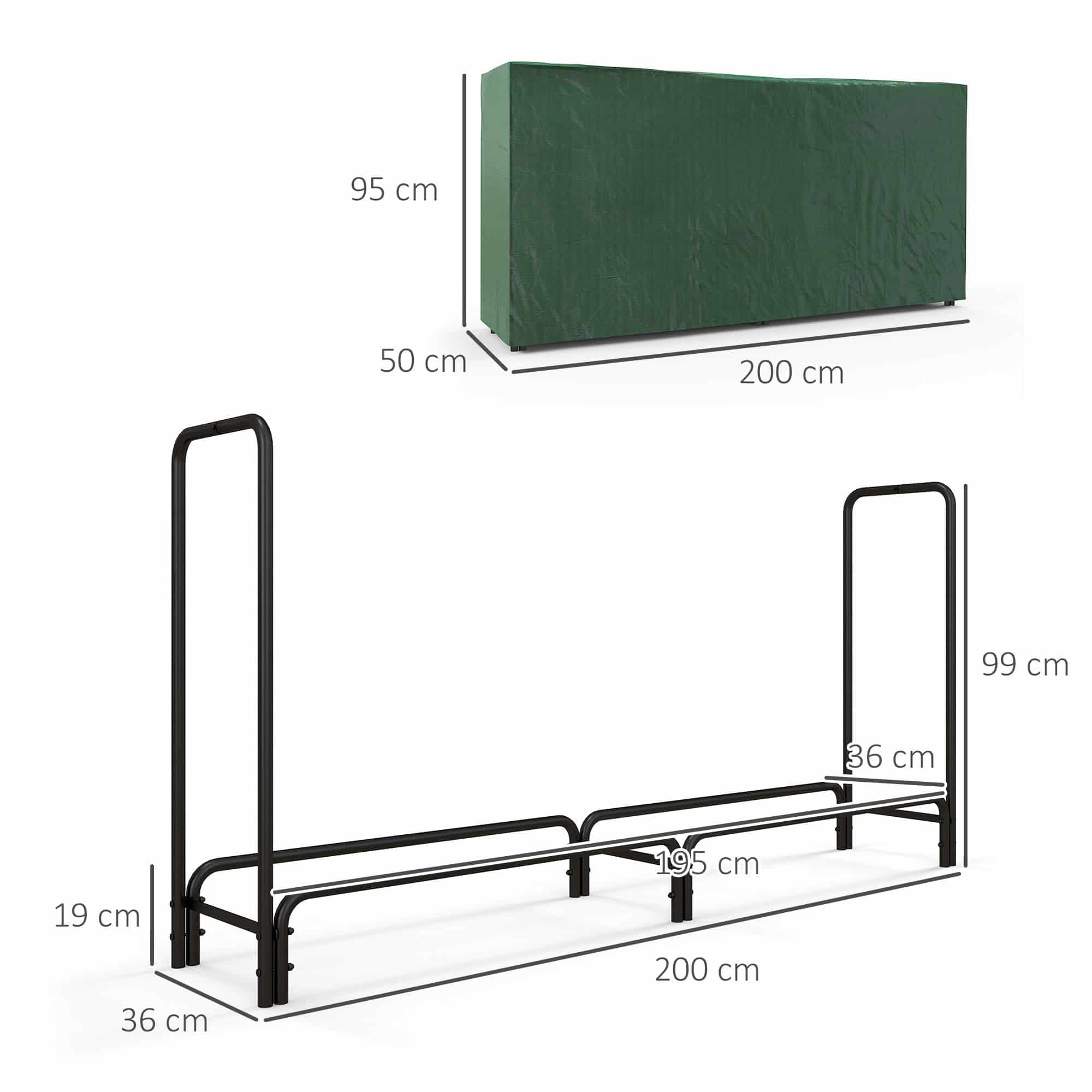 4goodz Houtopslag 200 cm - Waterafstotende 600D Oxford Hoes