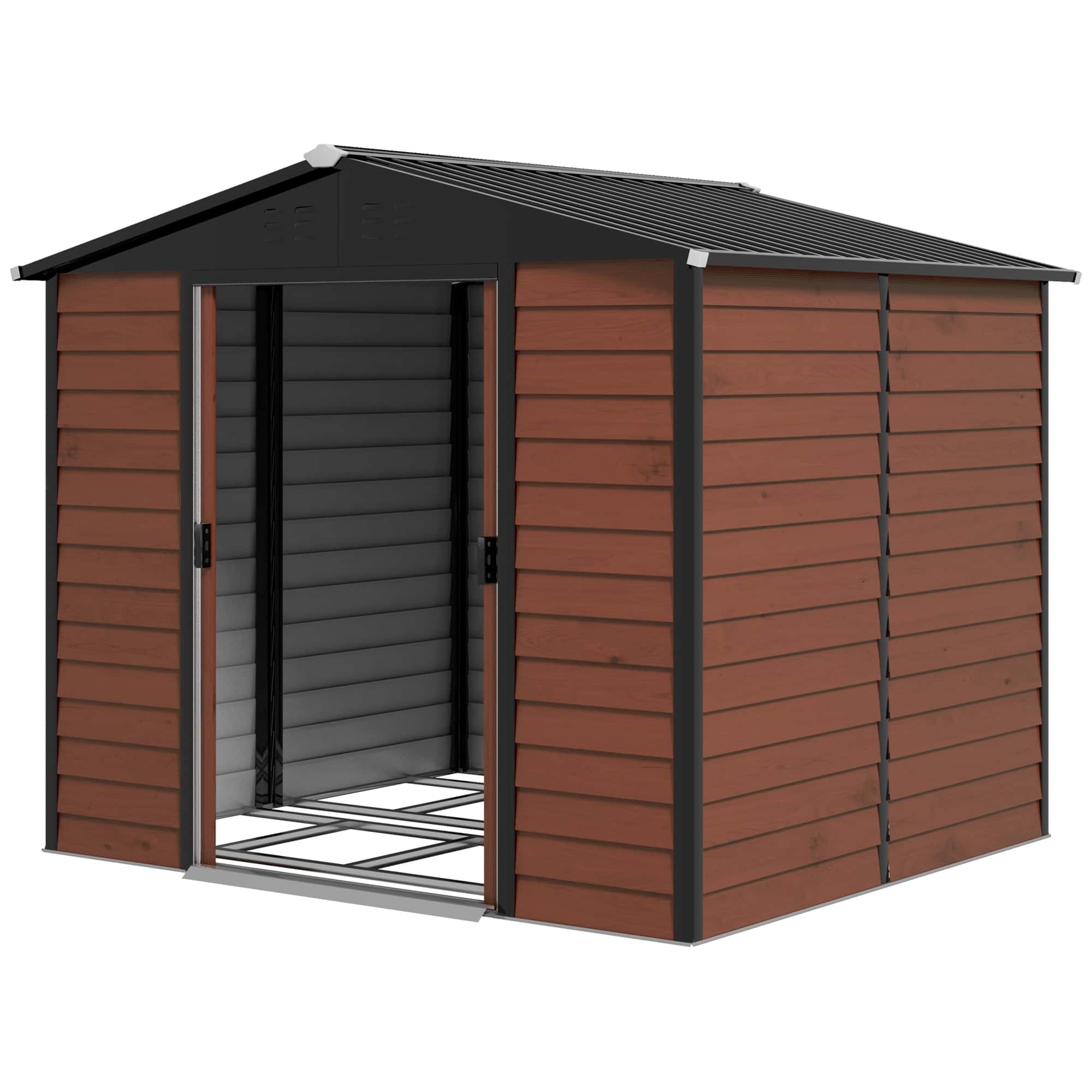 4goodz Gereedschapsschuur staal - 240x206x198 cm - Bruin houtlook