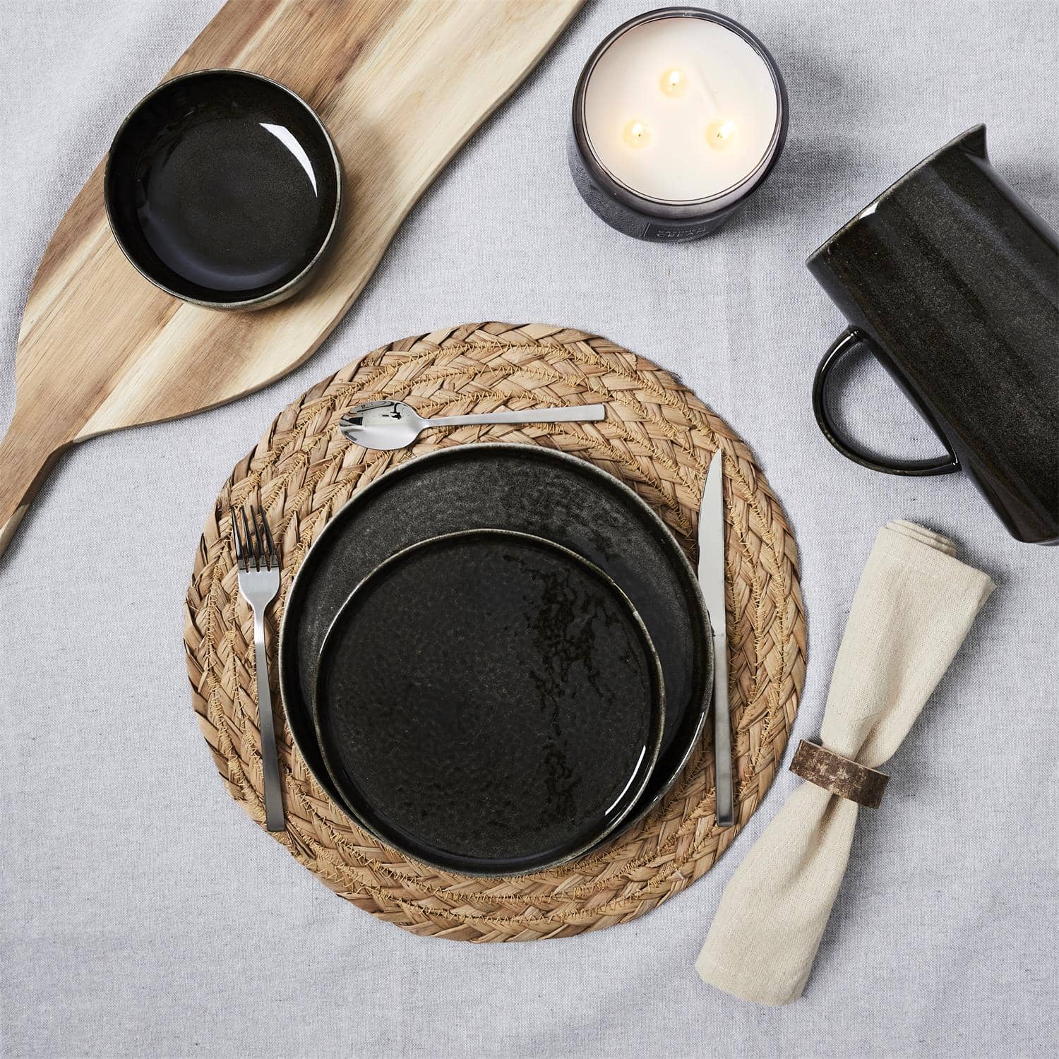 Ontbijtborden Galaa Zwart - set van 6 stuks Keramiek 20 cm