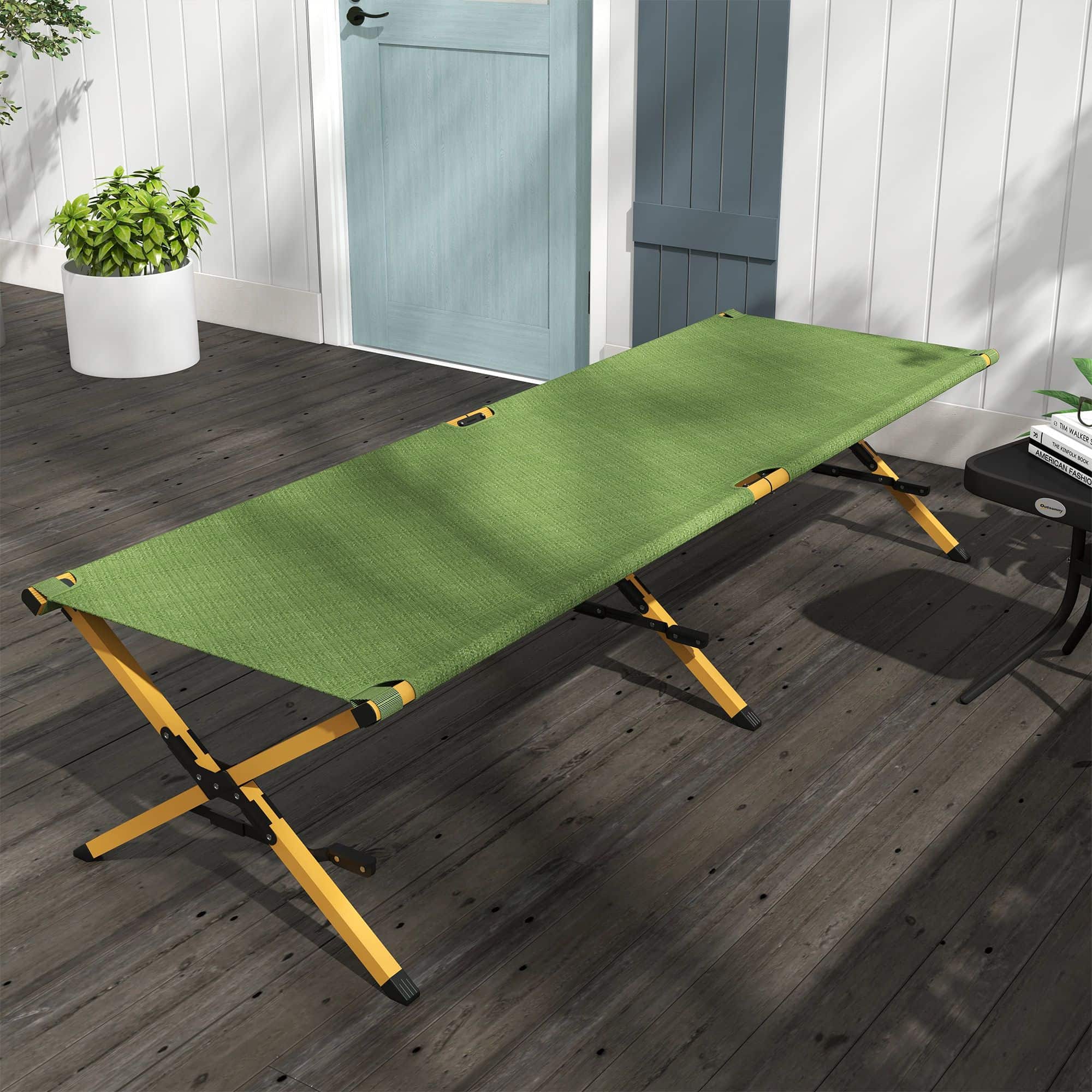 Stretcher Opvouwbaar - Ligbed met verstelbare rugleuning - 196x64x45 cm - Groen