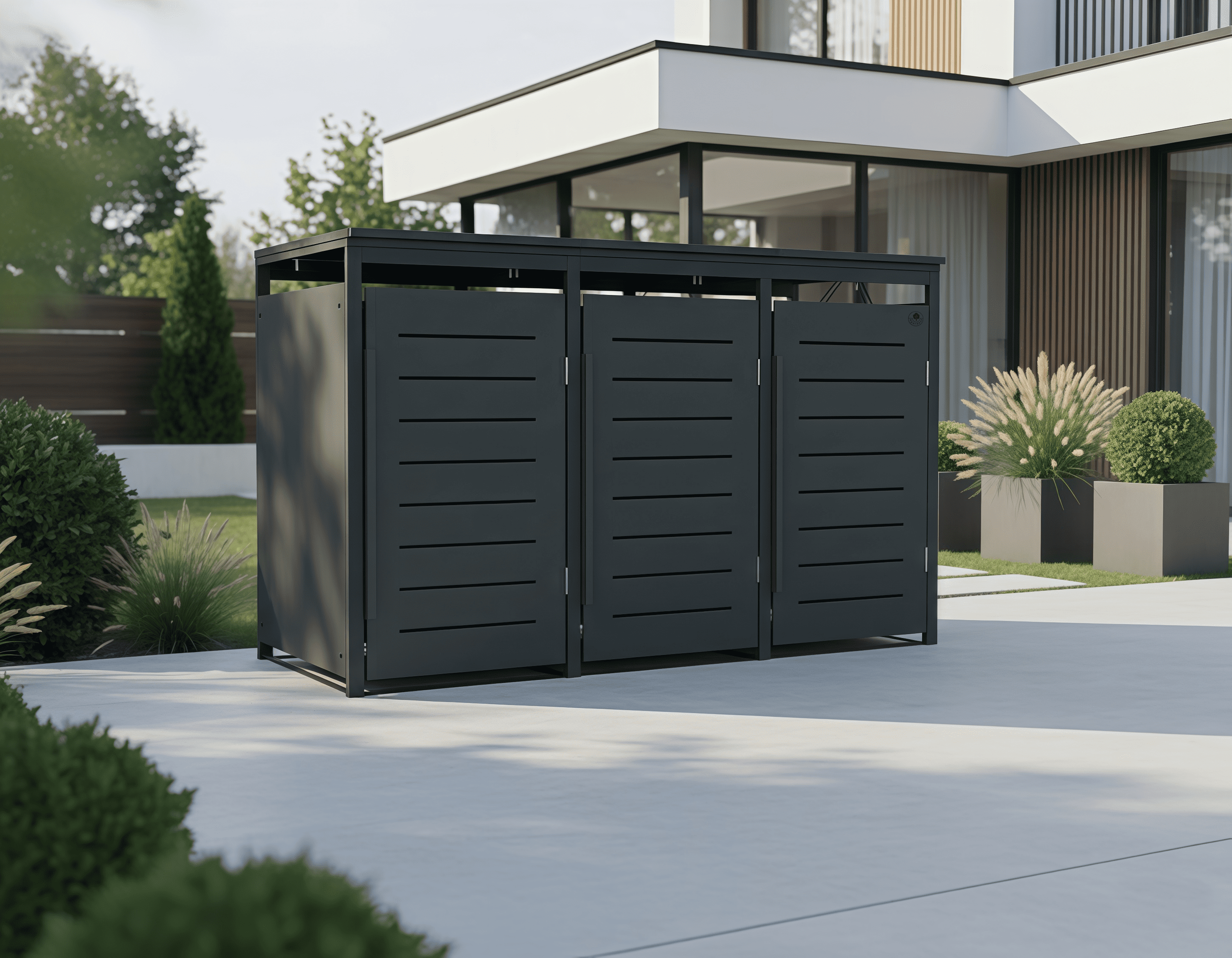 4gardenz® Slimline Kliko Containerombouw 3 Afvalbakken - Antraciet