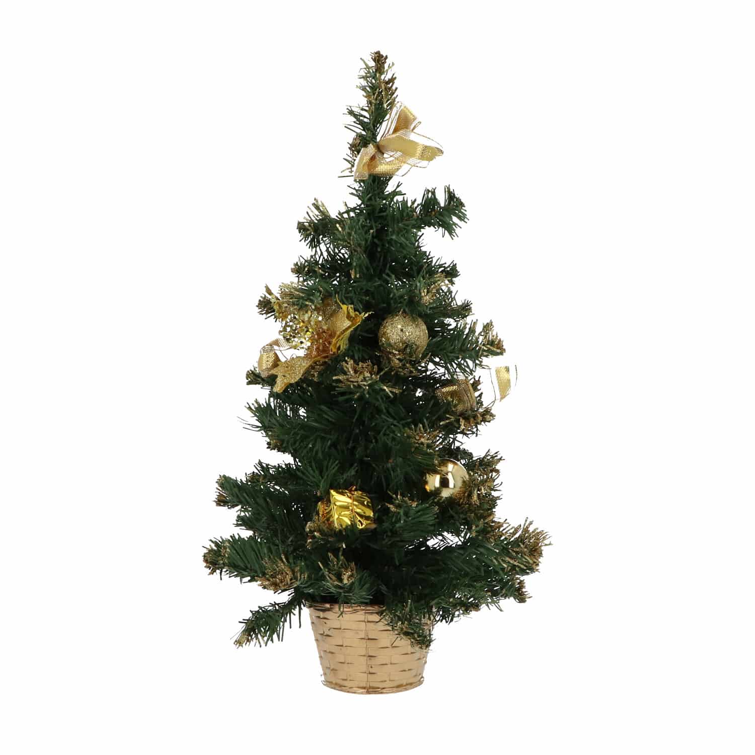 Mini Kerstboom met decoratie en kerstballen 50 cm hoog - Goud