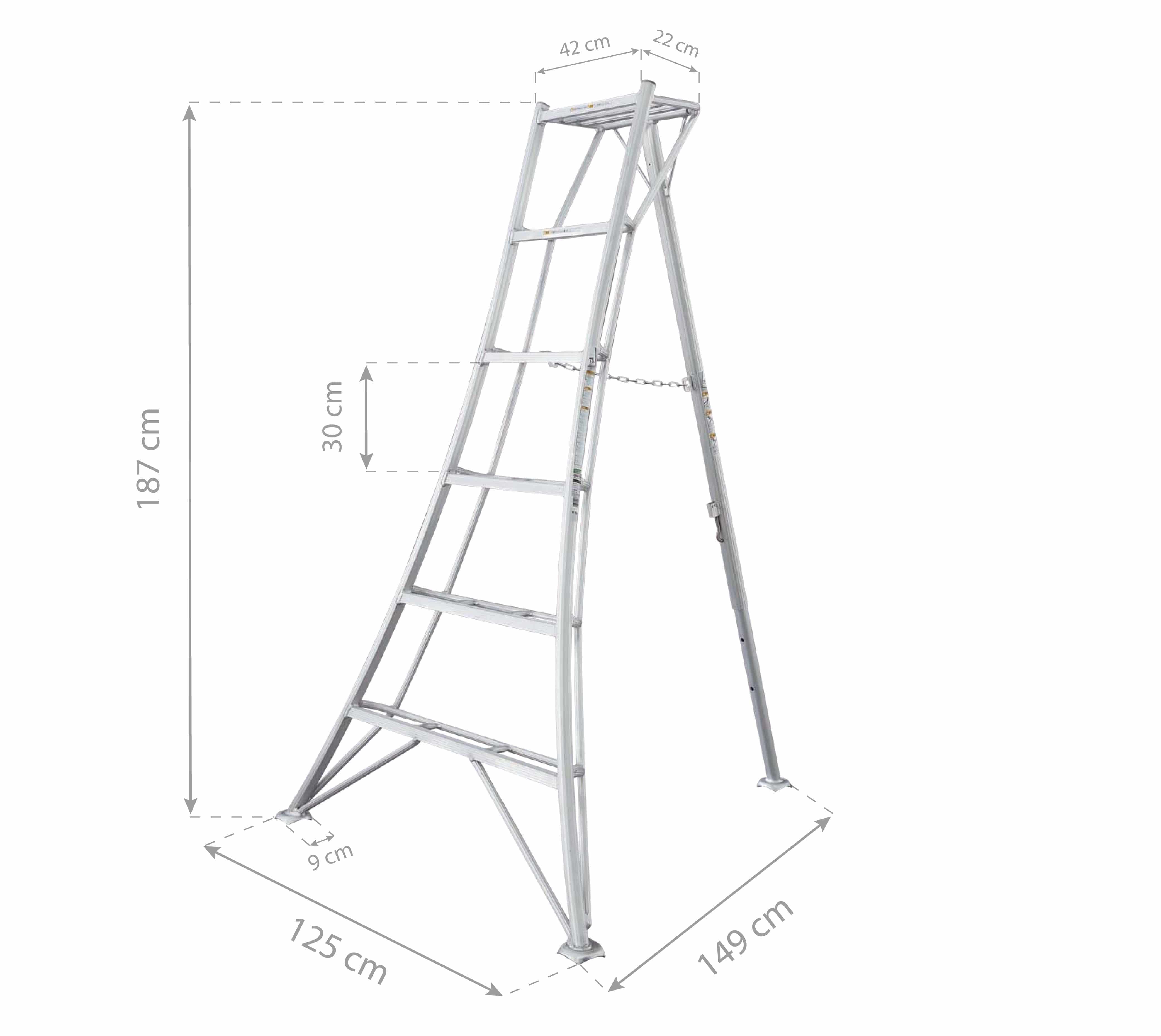 Niwaki Driepoot Tuinladder 180 cm Snoeiladder Tripod Ladder - Plukladder