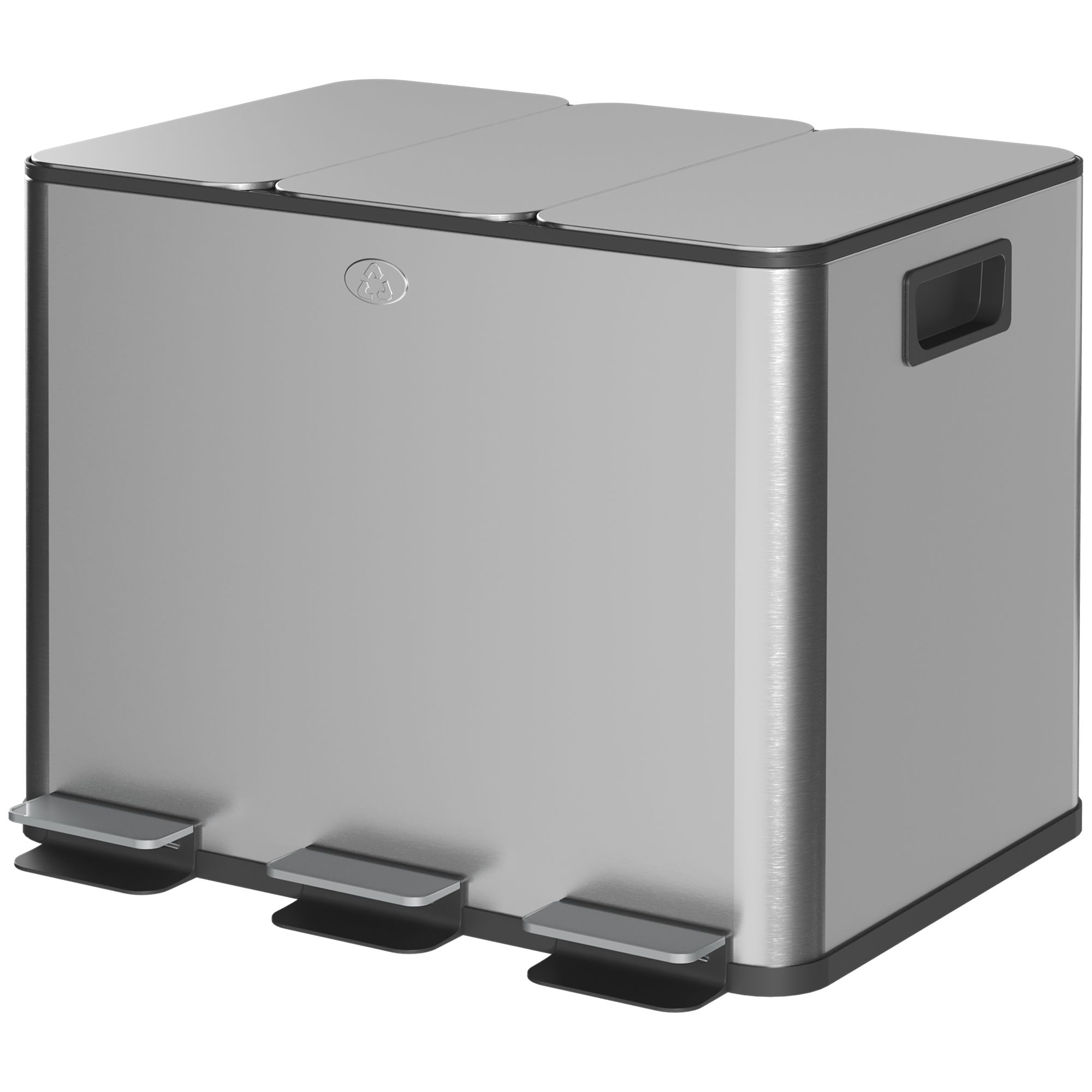Homcom Pedaalemmer Afvalscheiding 3 x 20L - Geurfilter - Soft-Close - emmers uitneembaar - Zilver