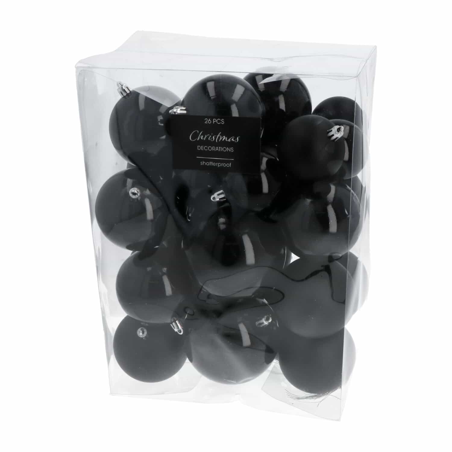 Kunststof Kerstballen set 26 stuks - binnen/buiten gebruik - Zwart