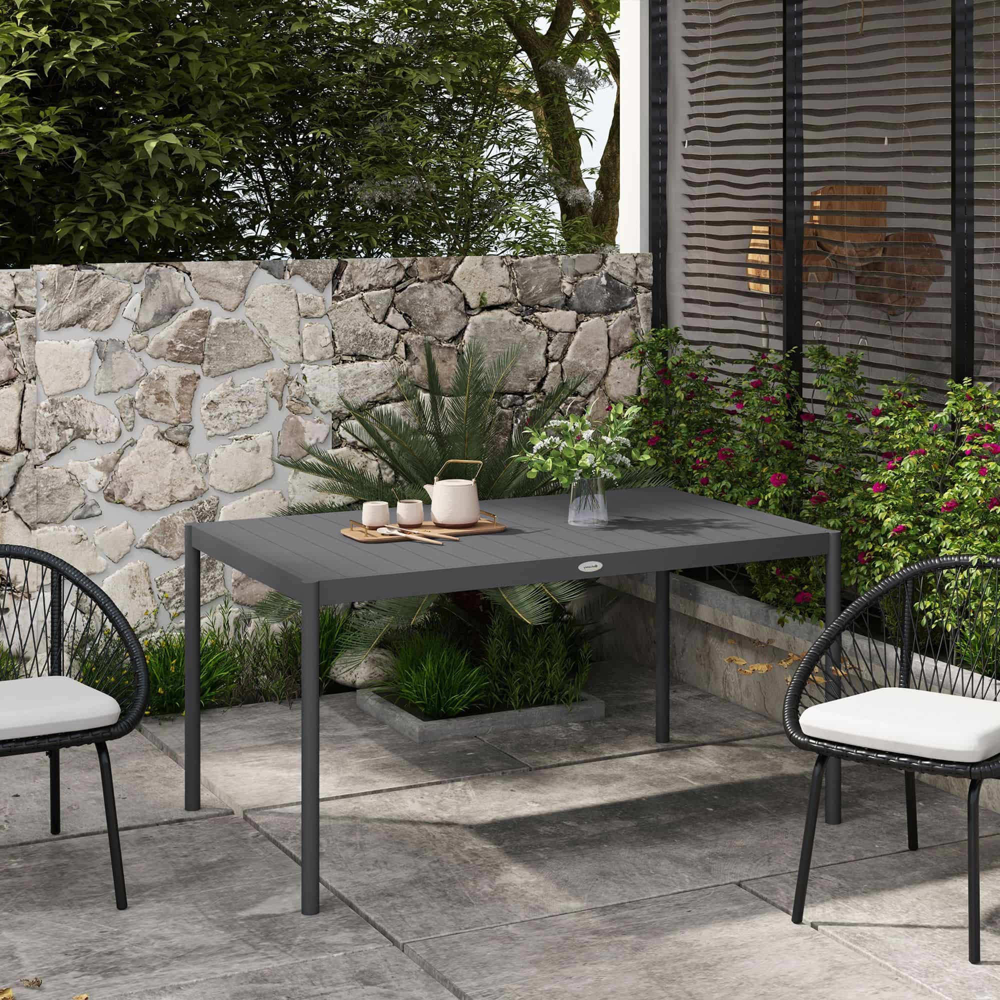 4goodz Tuintafel weerbestendig Aluminium - 145x90x74 cm - Donkergrijs