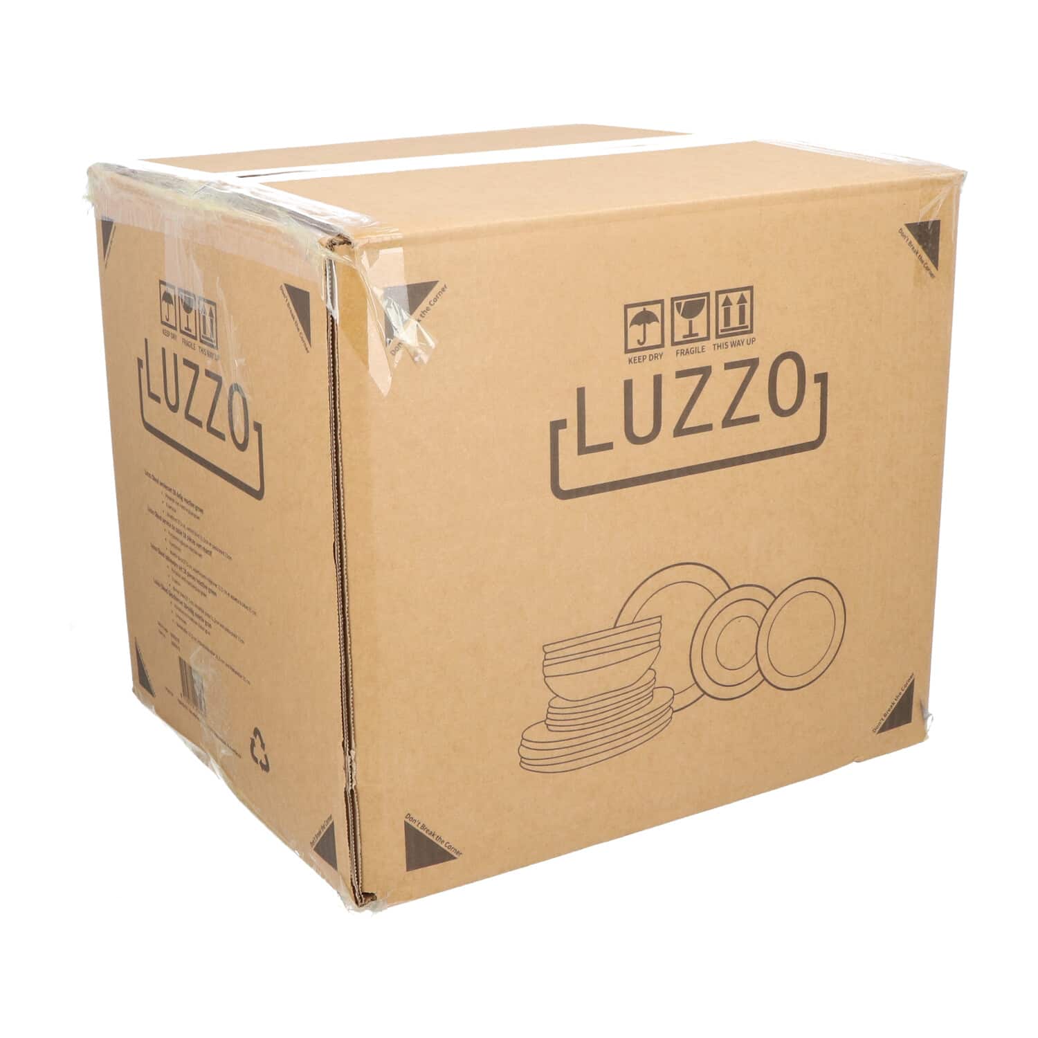 Luzzo® Serviesset 6 Persoons - 18 delig Wit Porselein met Zwarte rand