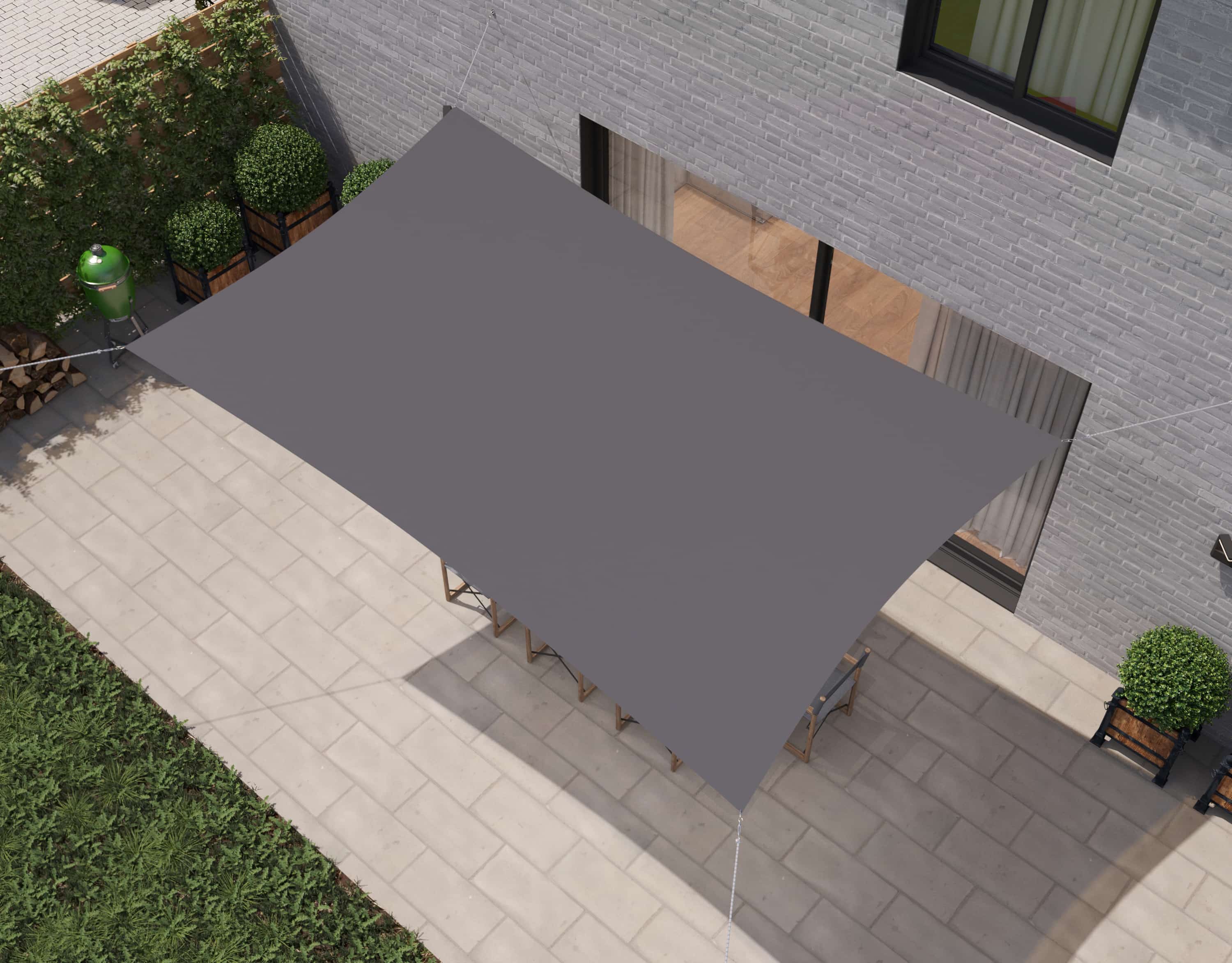 hanSe® Schaduwdoek Rechthoek Waterdoorlatend 2x5 m Zonnedoek Grijs