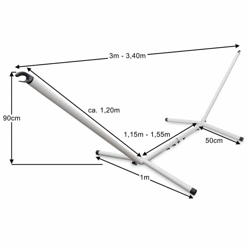 Stevige Verstelbare Hangmatstandaard Staal - 300-340x100 cm - 150kg max