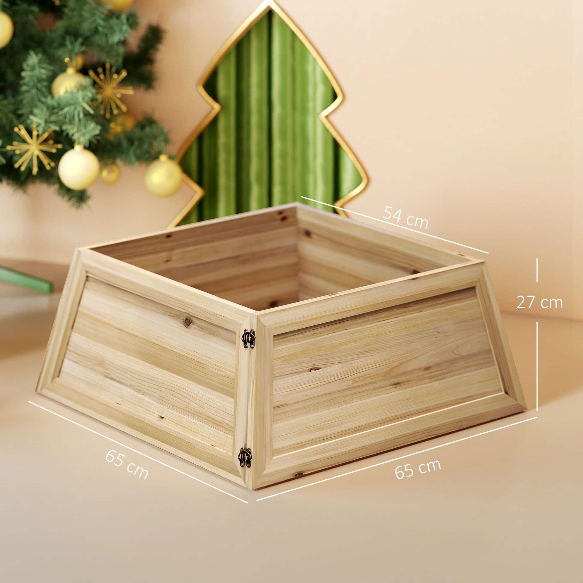 Homcom Kerstboomrok 65 x 65 cm - Kerstboommand van vurenhout - Bruin