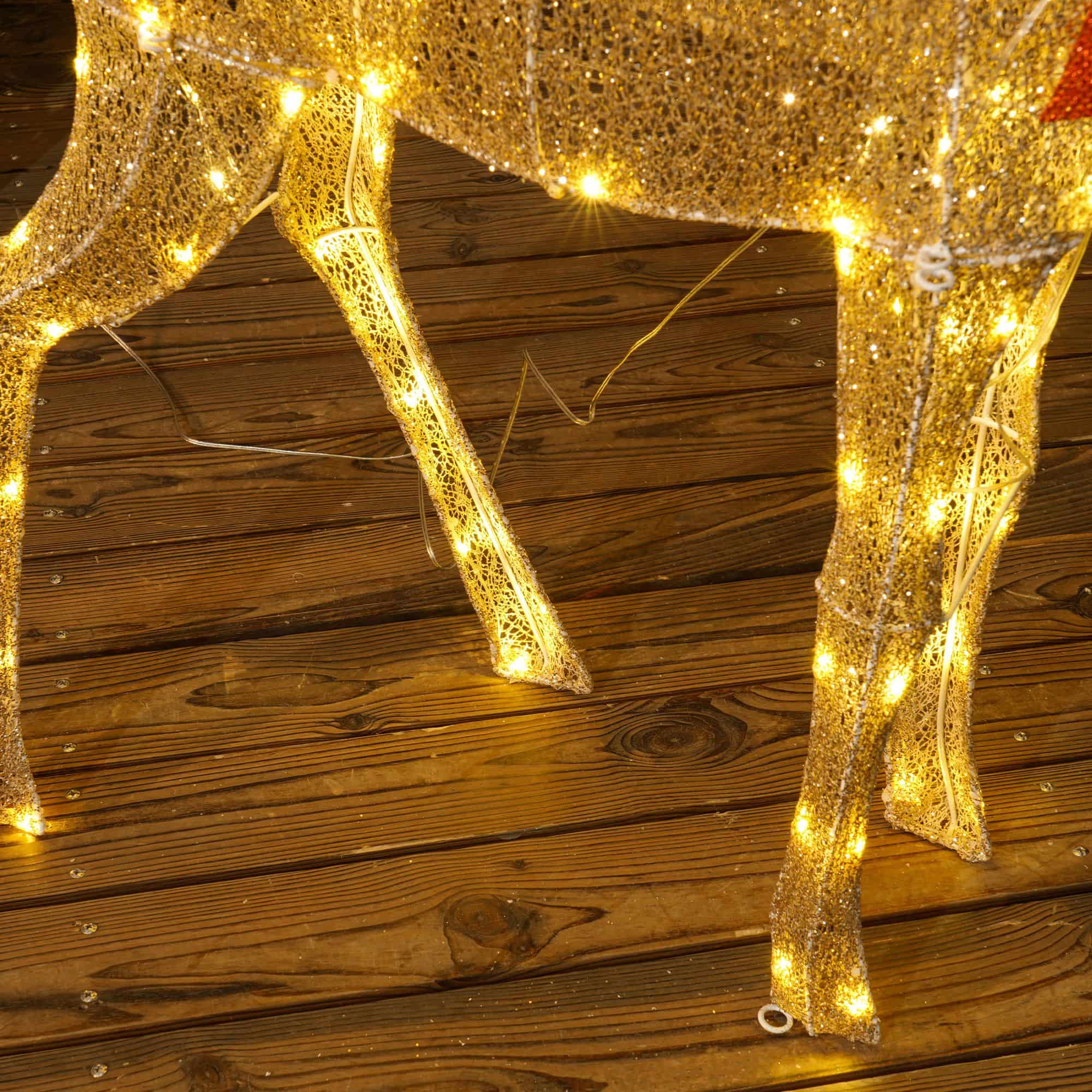 4goodz kerstfiguur rendier rode strik 137 LED 66x25x135cm goud 4goodz kerstfiguur rendier rode strik 137 LED 66x25x135cm goud