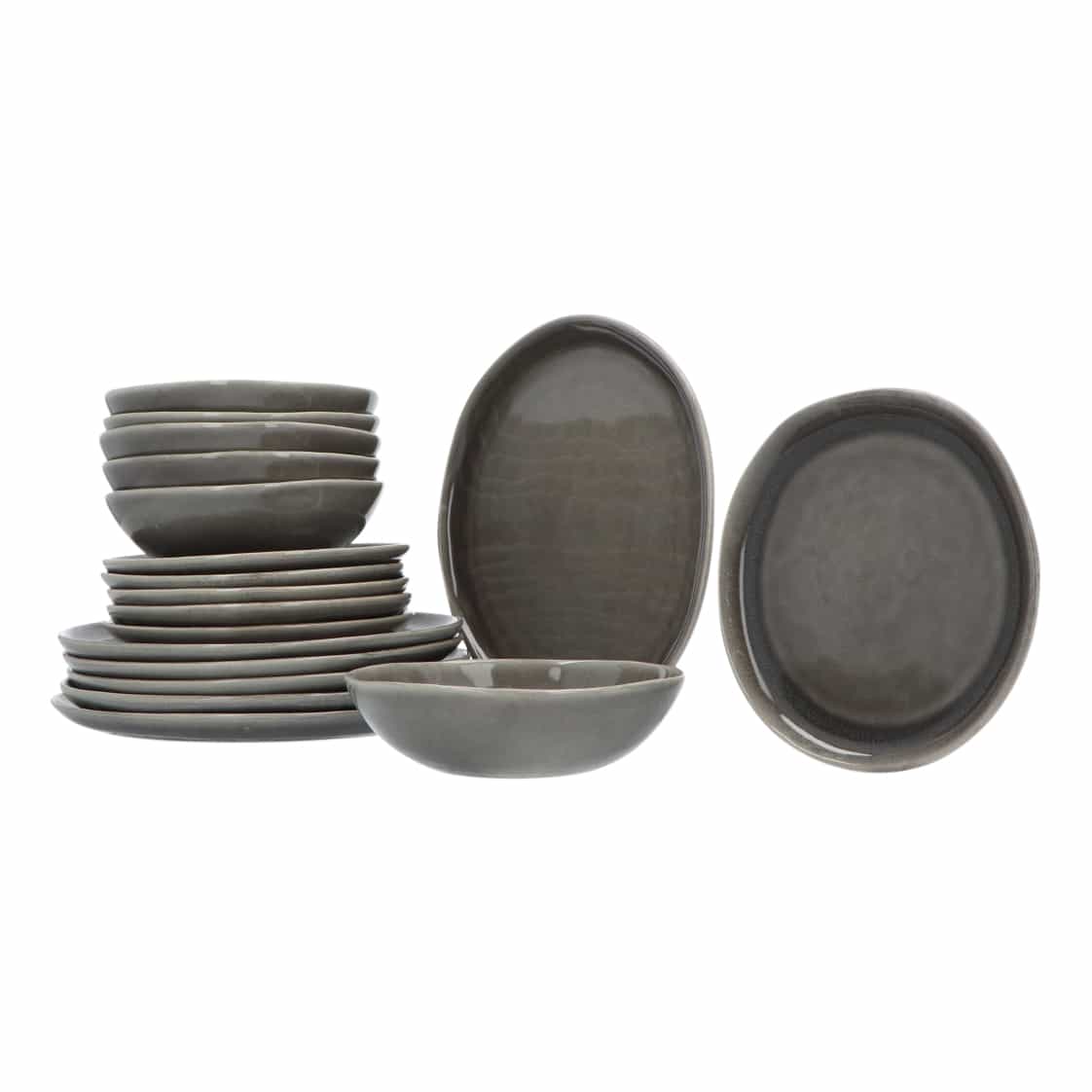 6-persoons Serviesset Black Forest Stoneware - 18 delig Servies - Grijs