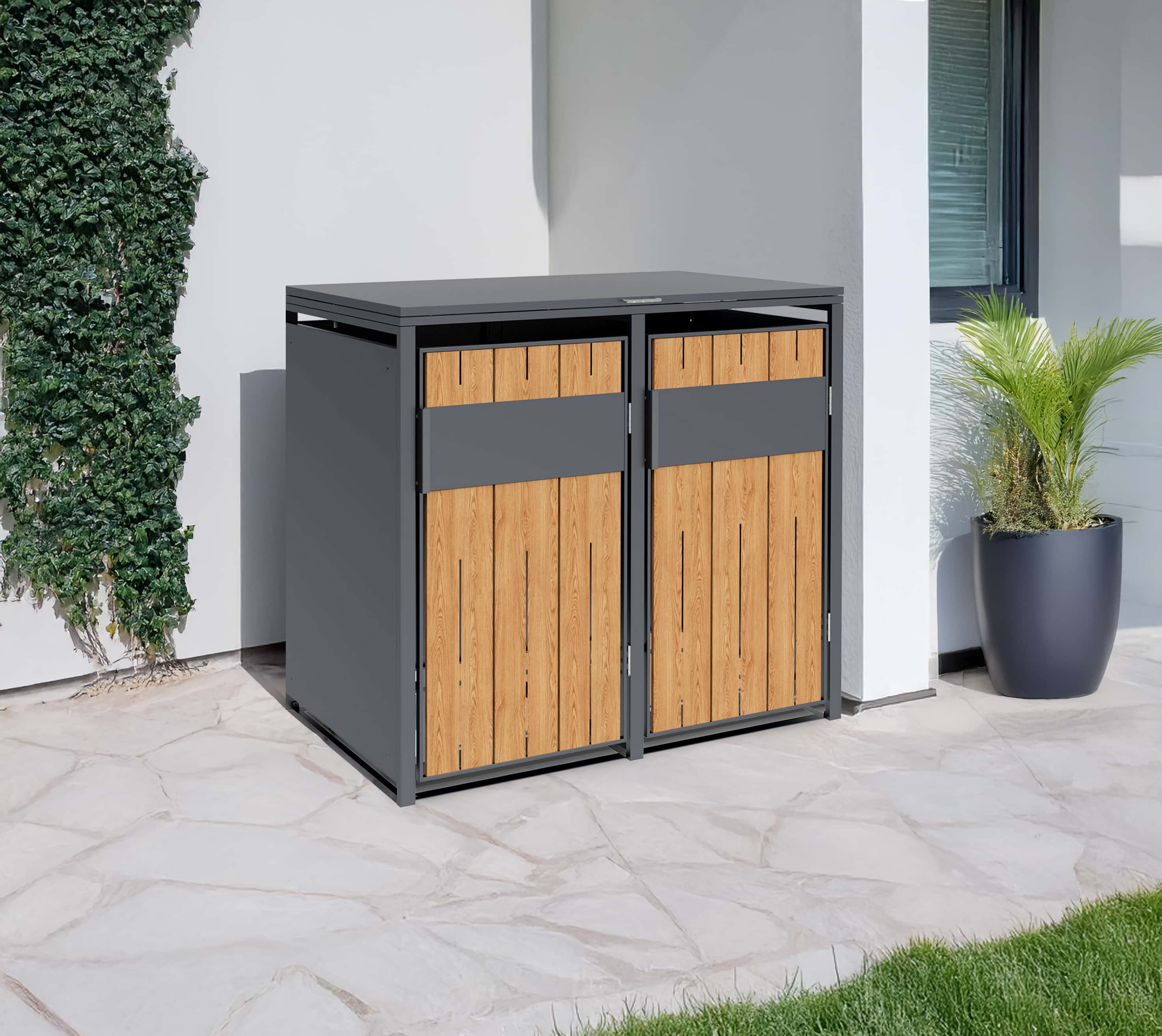 Westmann Varius 2 Metalen Containerombouw voor 2 kliko - Houtlook