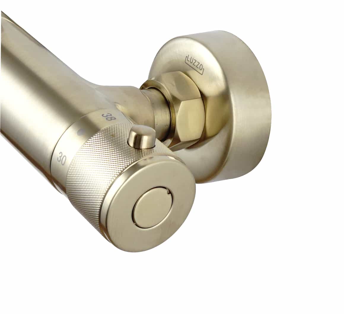 Luzzo® PVD Regendouche Brushed Brass met thermostaatkraan - 25cm