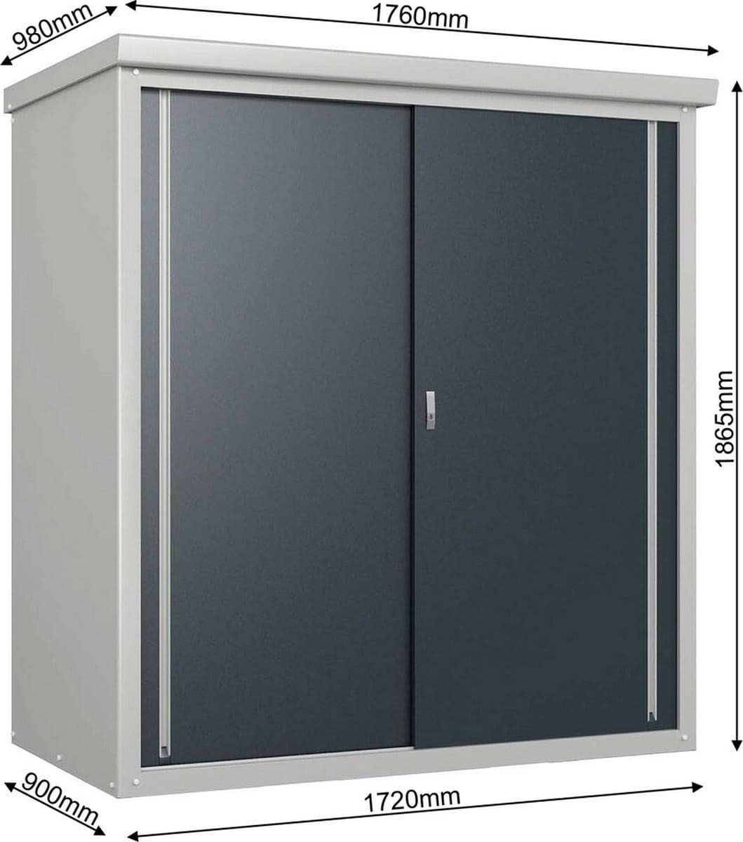 Metalen Tuinkast Trimetals Guardian TM03000 Grijs | 98x172x187 cm Incl. 2 planken