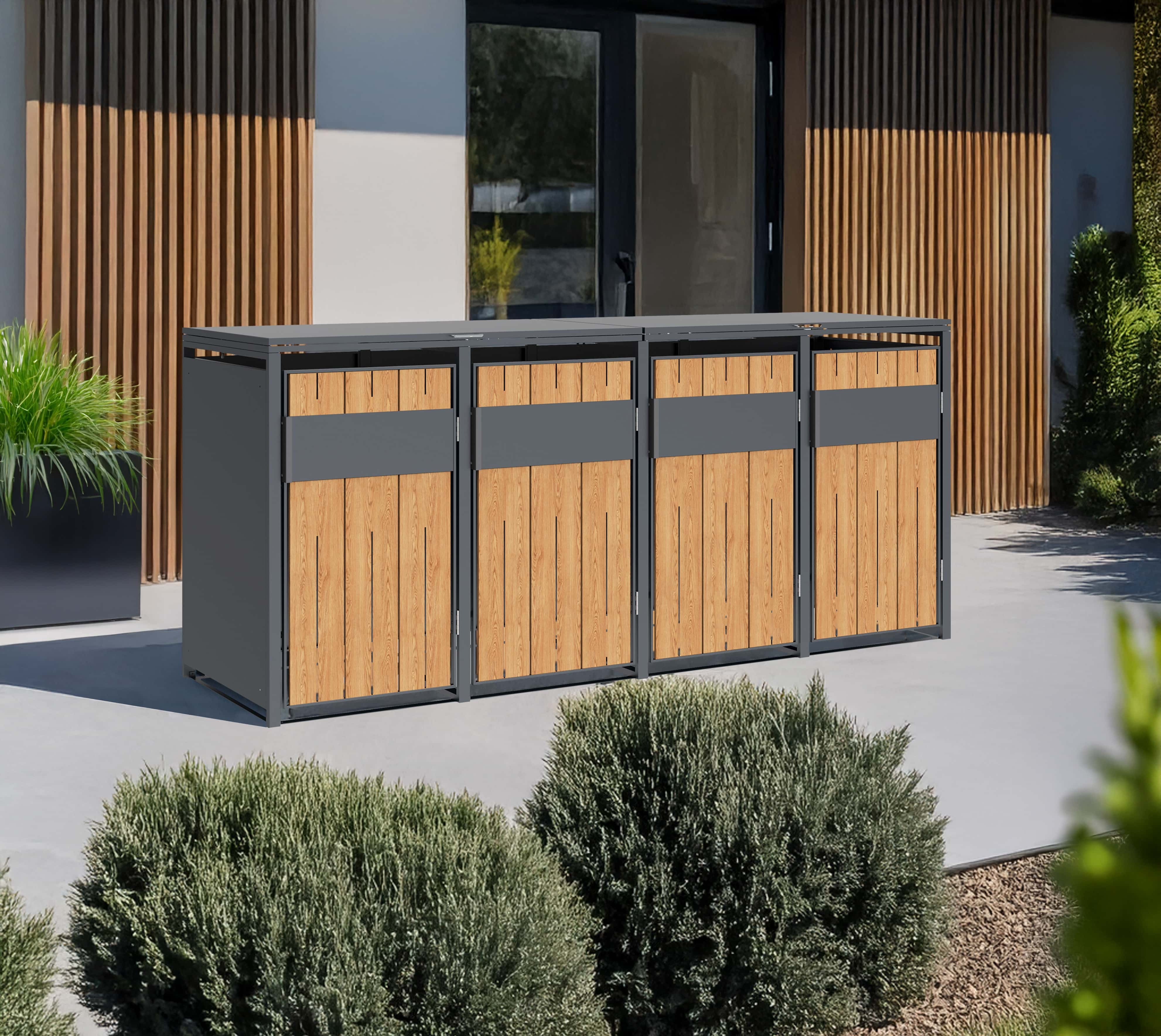 Westmann Varius-4 Metalen Containerombouw voor 4 kliko's - Houtlook