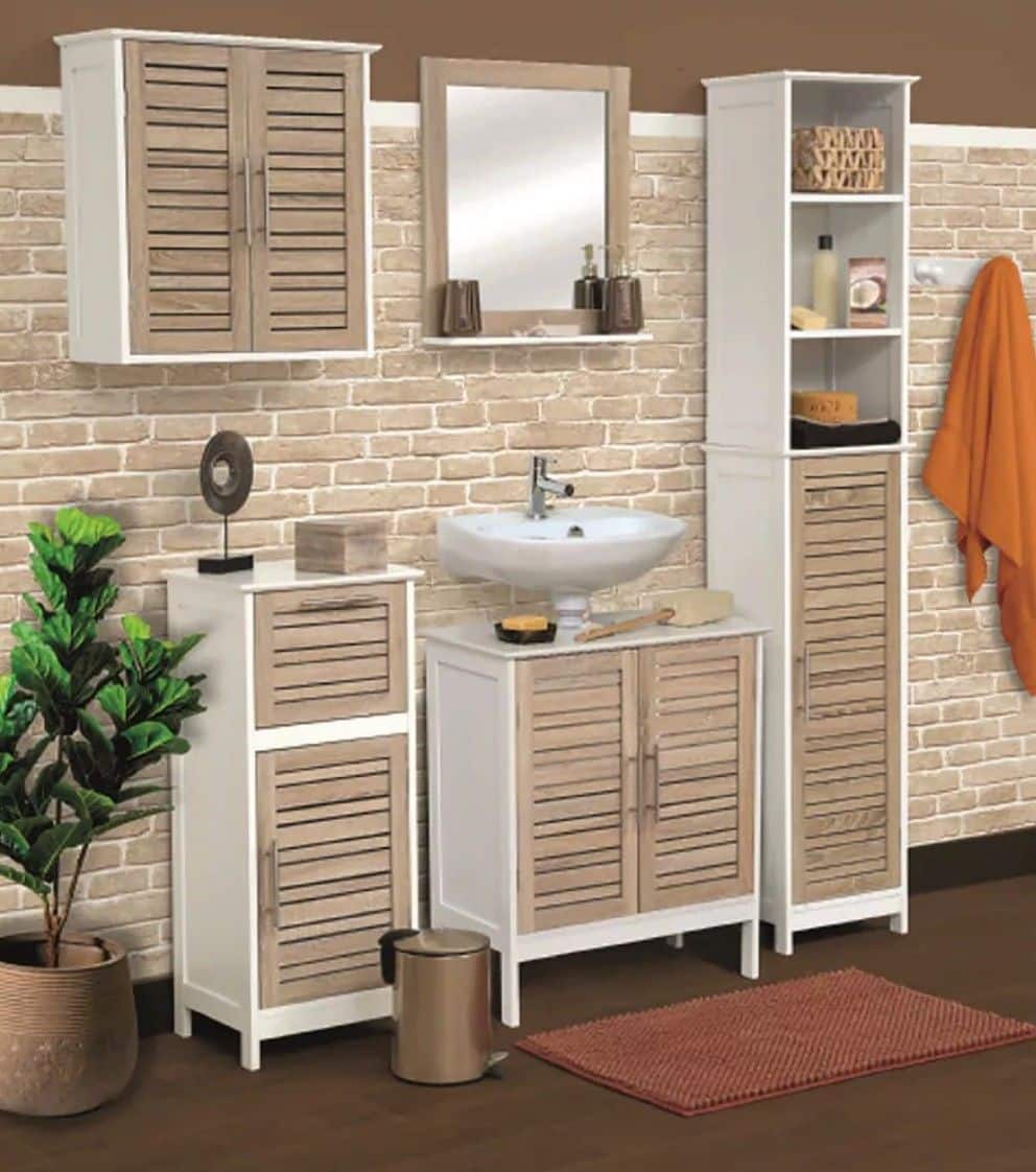 Badmeubelset Stockholm Wastafelonderkast en Kolomkast