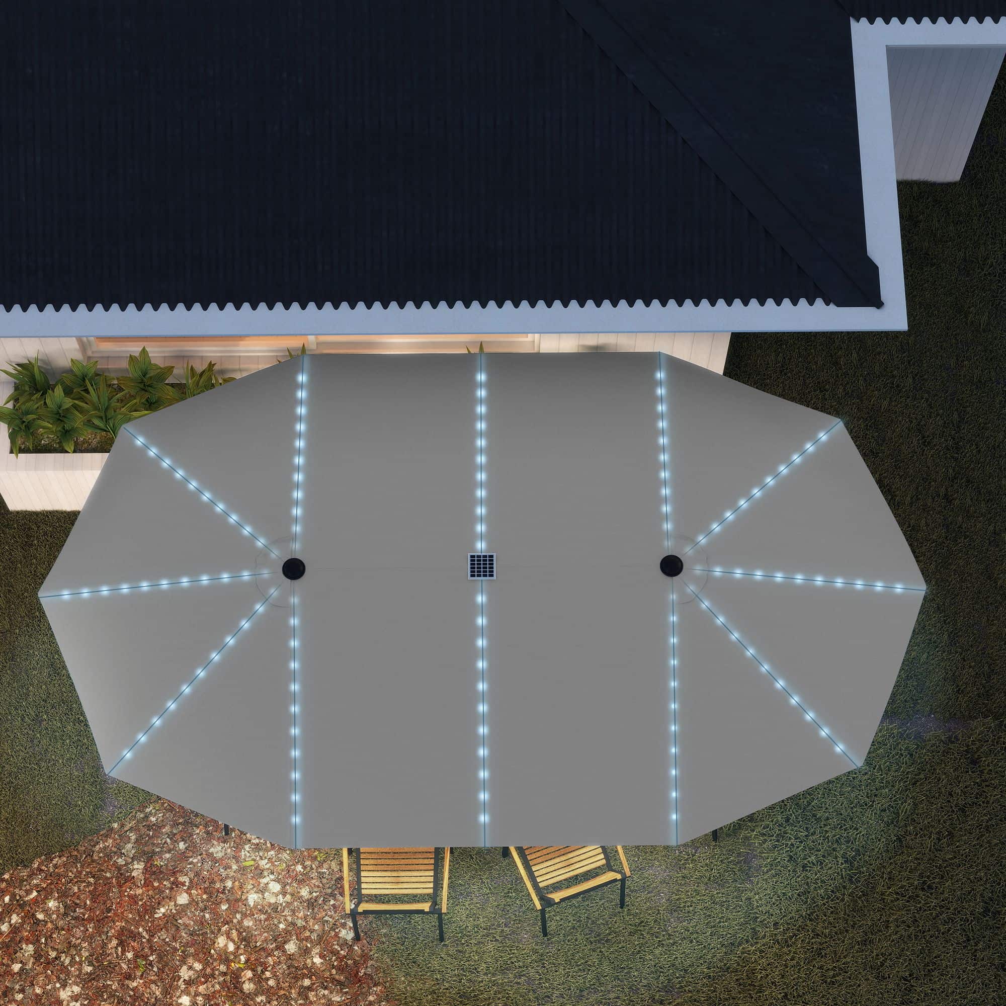 4goodz LED Duo-parasol XL 451x267 cm met LED verlichting - Grijs