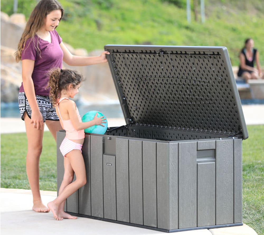 Lifetime Kunststof Kussenbox 570 ltr - Tuinkist 72x151x69cm - Donkergrijs