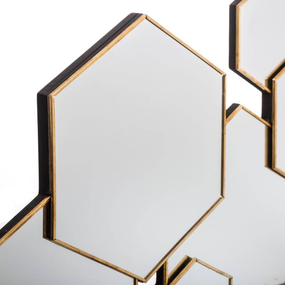 Wandspiegel Honingraad vorm 7-in-1 Metaal 57x35x2 cm - Goud