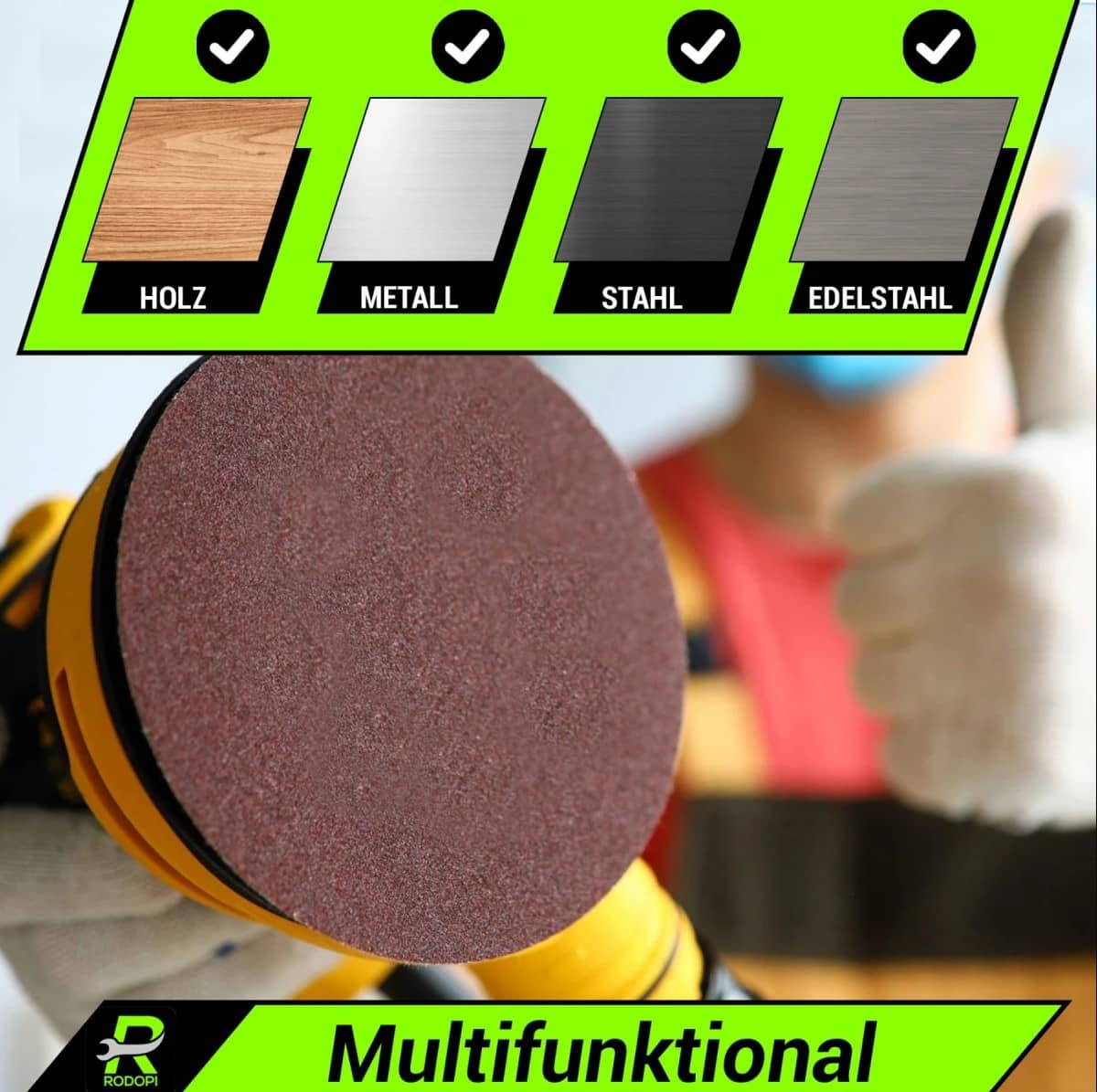 Rodopi® 100x Korrel 320 Schuurpapier 115 mm - zonder perforatie Excentrisch Schuurmachine