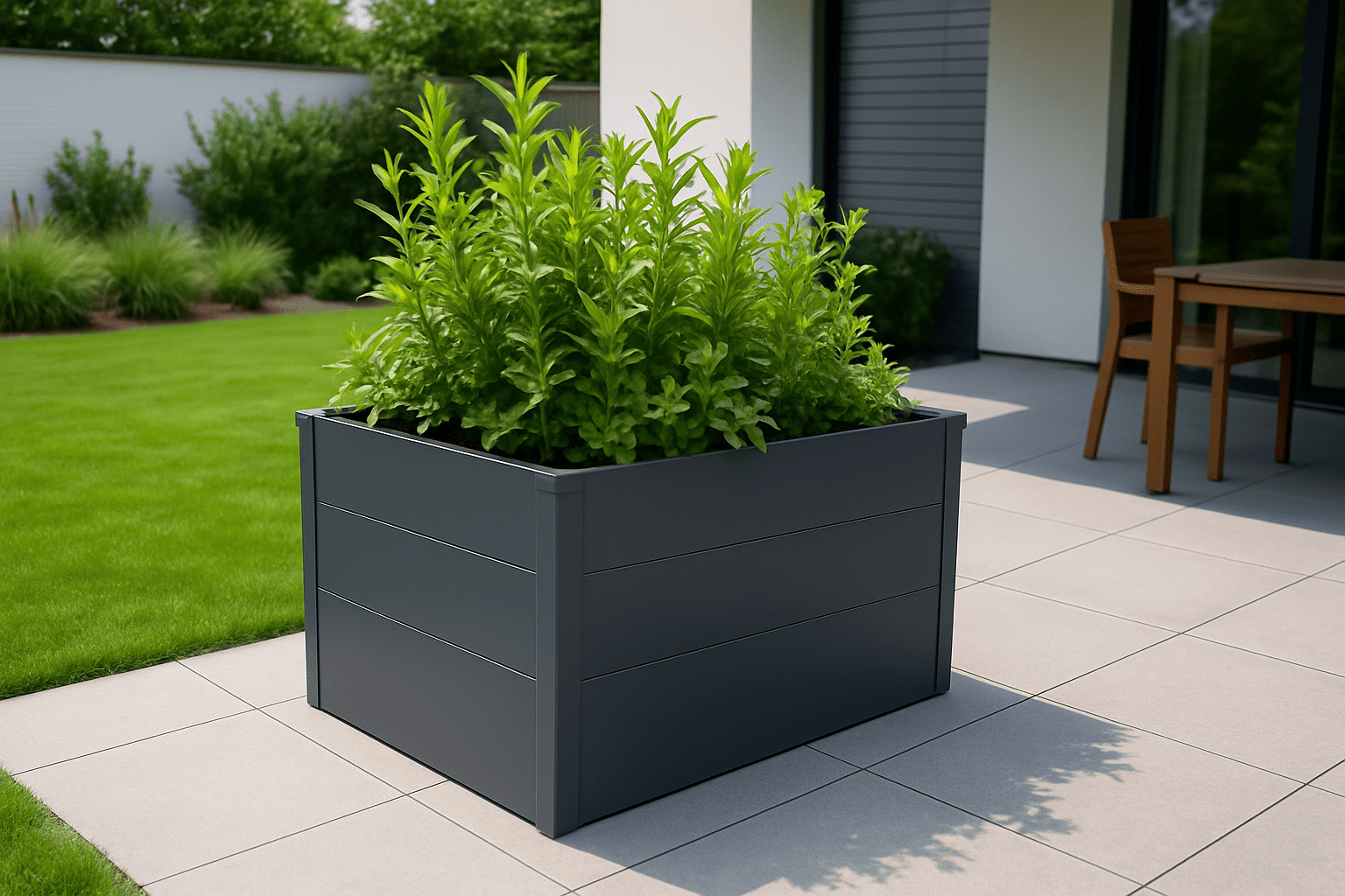 4gardenz® Plantenbak Rechthoek Metaal voor Buiten met Verhoogde Bodem - 100x50x60 cm - Antraciet
