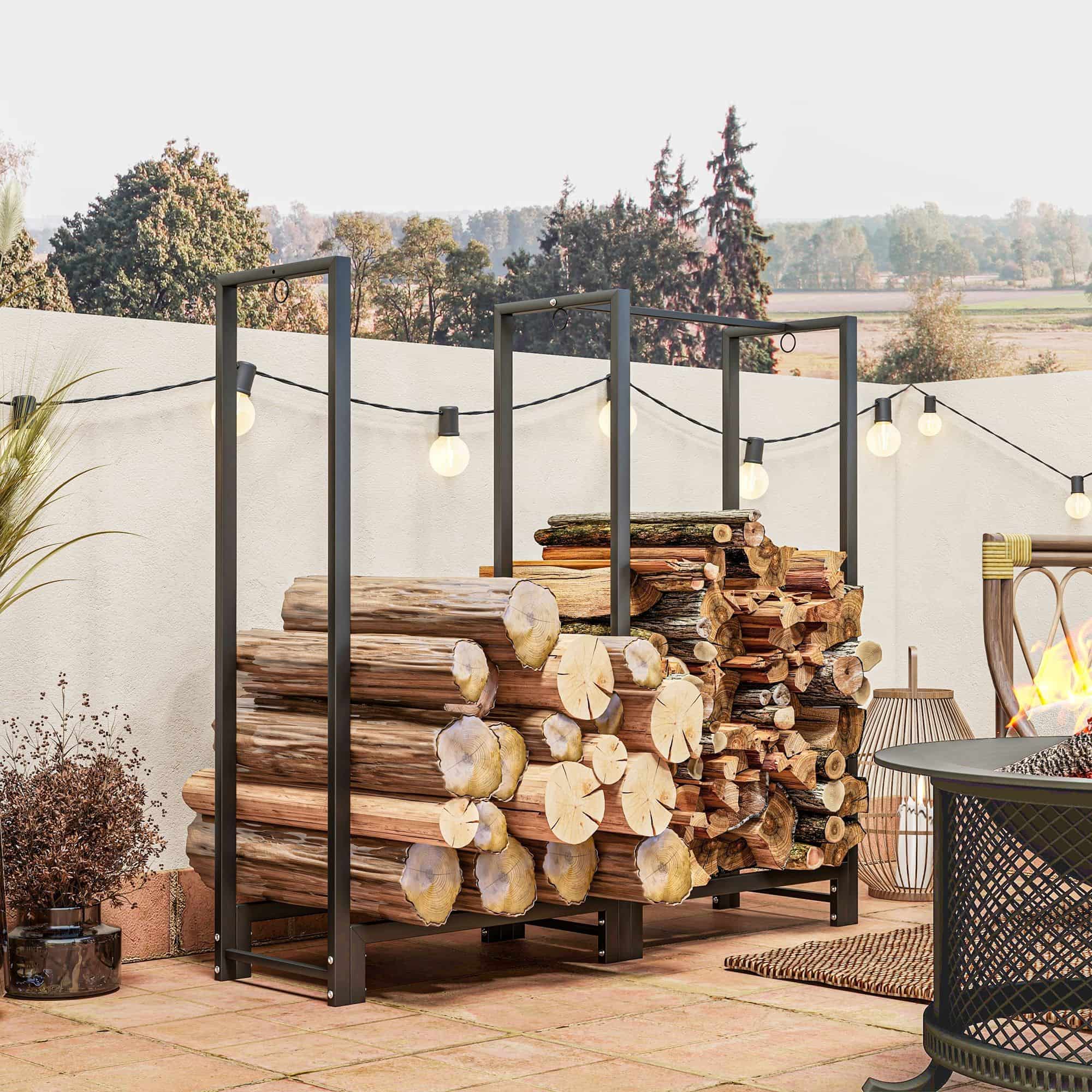 4goodz Outsunny Haardhoutrek 123 cm Tot 200 kg - Staal - Zwart