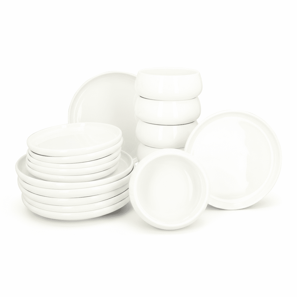 Serviesset Nora 18 delig - 6 persoons porselein servies - Wit
