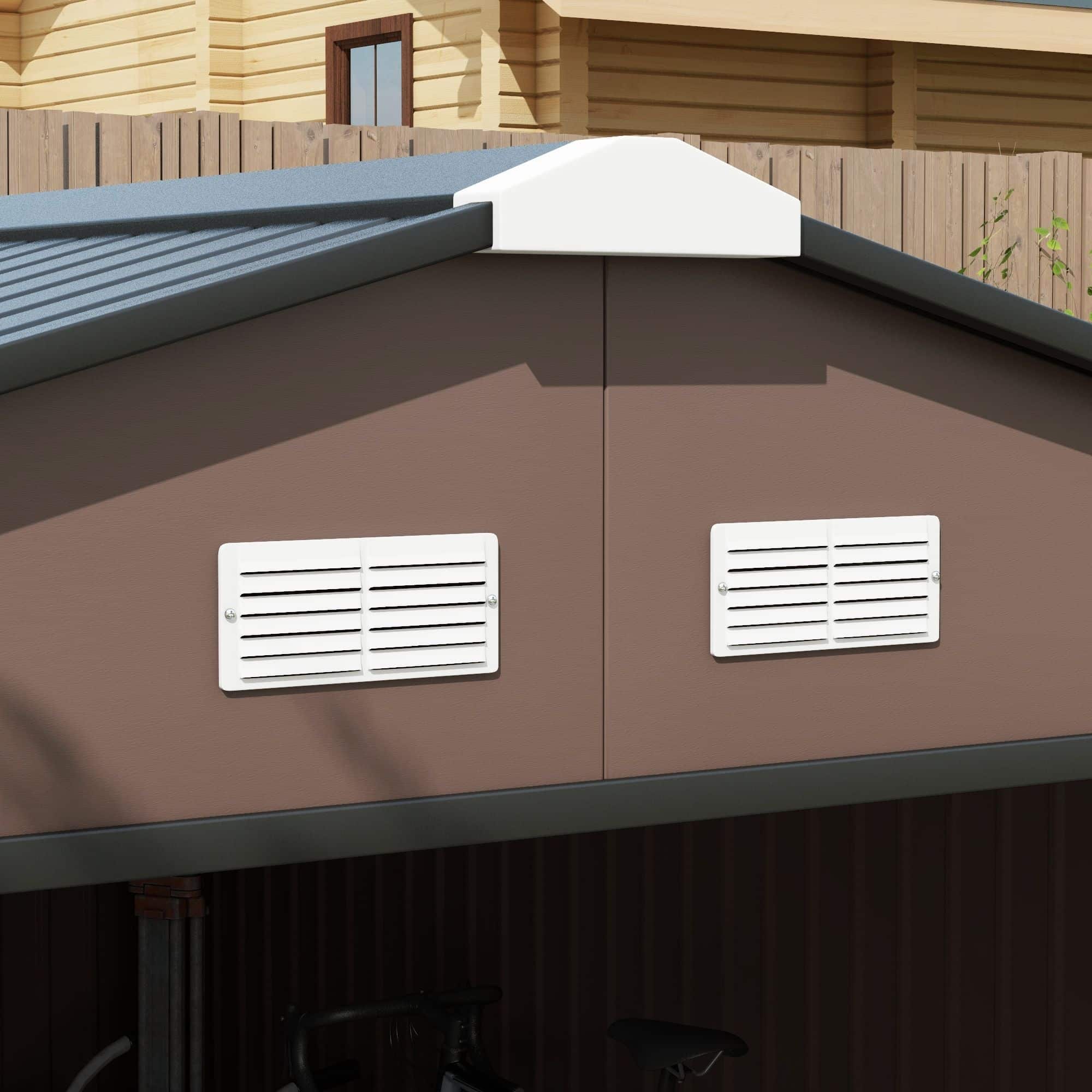 Grote Tuinschuur Weerbestendig voor Tuingereedschap of fietsen met Ventilatie - Schuifdeuren - Bruin