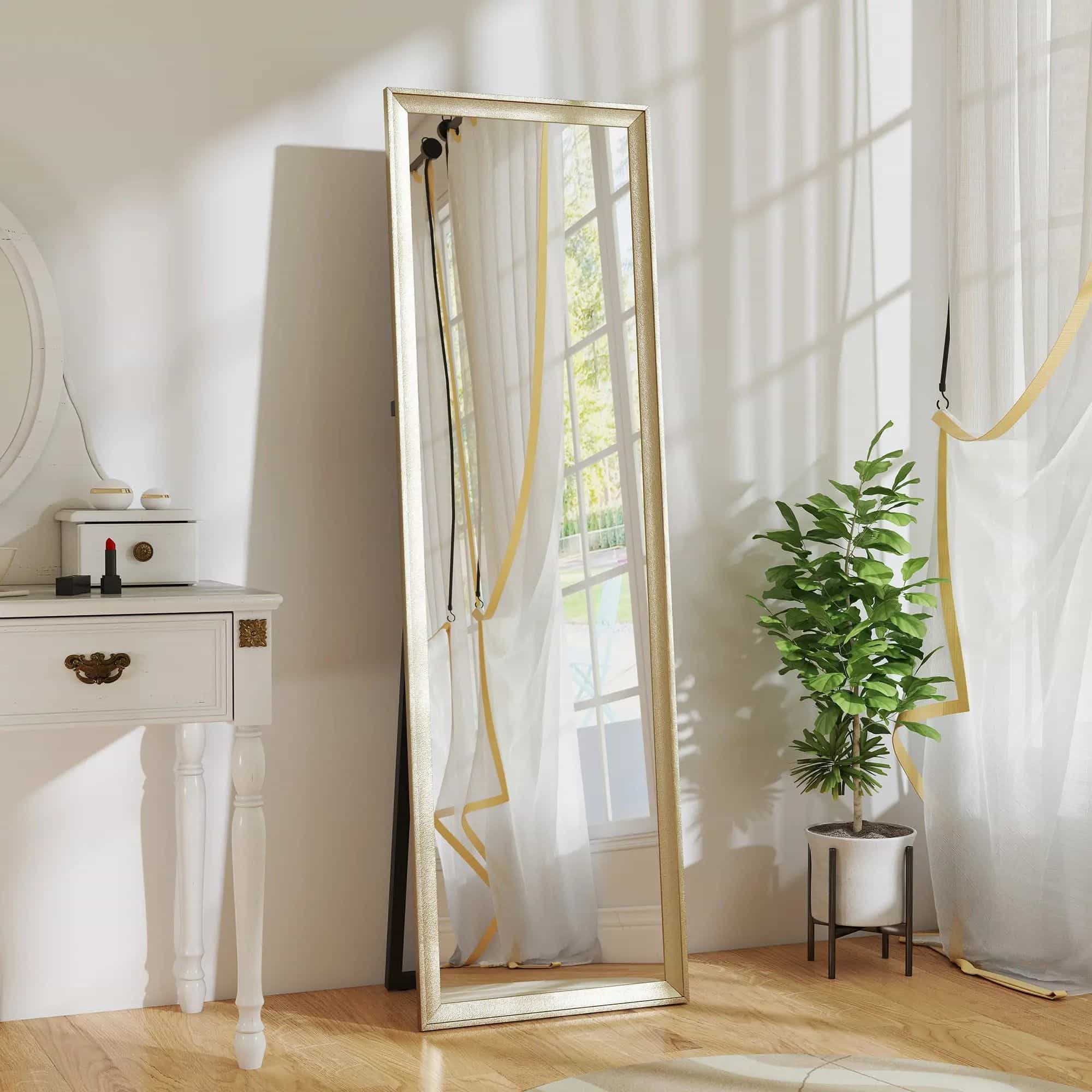 4goodz Passpiegel 160 cm Vrijstaand of Wandmontage - Goudkleurig 4goodz Passpiegel 160 cm Vrijstaand of Wandmontage - Goudkleurig