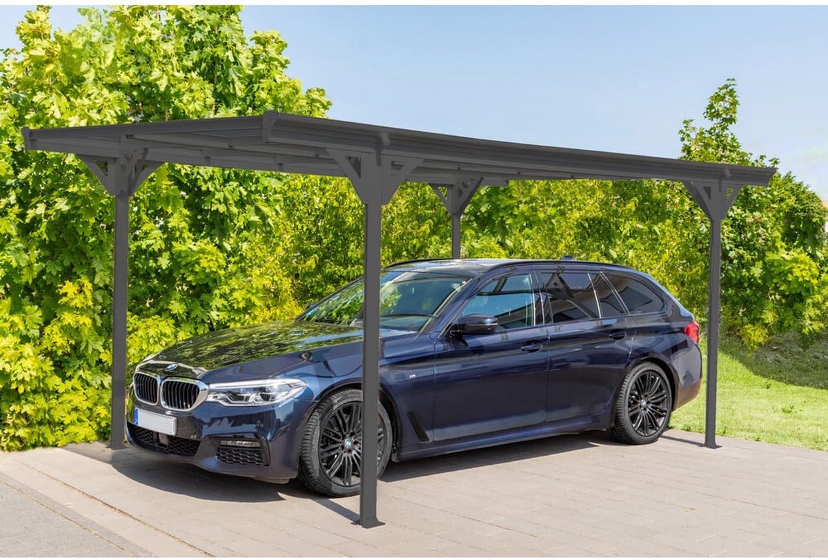 Westmann Aluminium carport met plat dak Helsinki - Antraciet - 503x305x232cm
