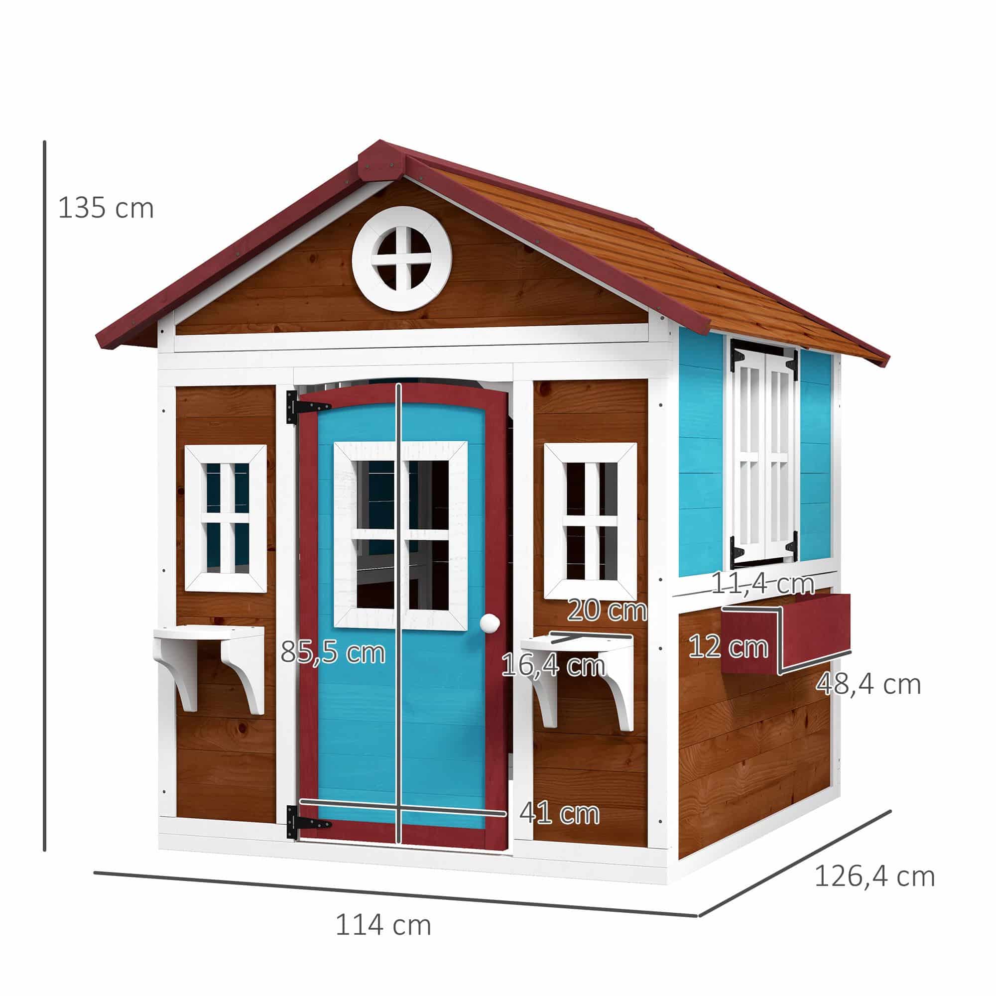 Kinderspeelhuis van hout - Speelhuis voor kinderen van 3-8 jaar - Roodbruin