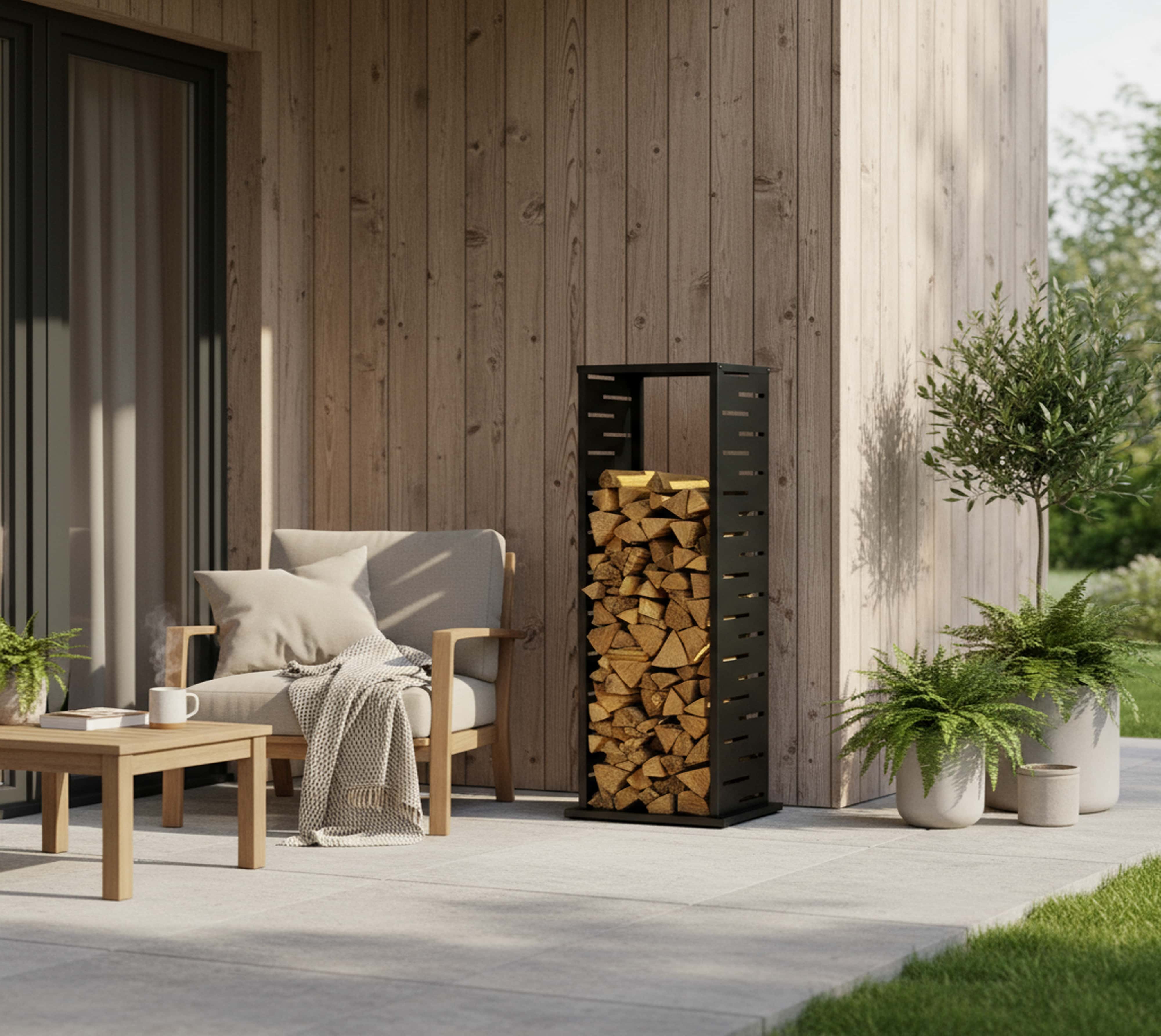 Westmann Luma Flow Houtopslag Houtrek 38x38x112 cm - Zwart