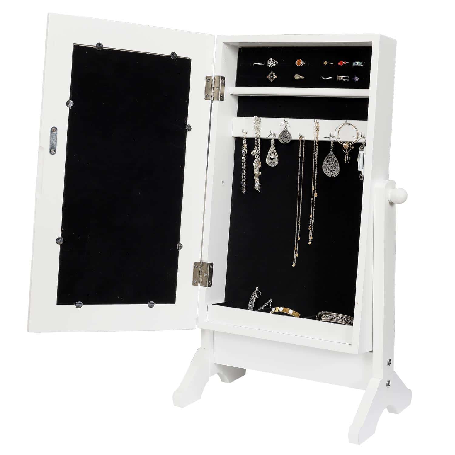 4goodz Juwelenkastje met Spiegel Tafelmodel 34x64x22 cm - Wit