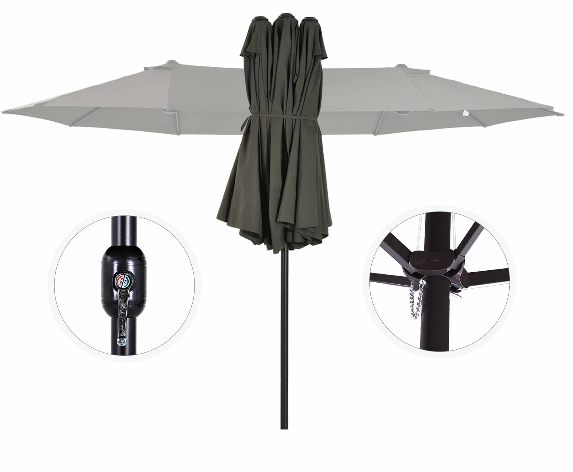 4goodz Duo-parasol 460x270 cm - brede XL Parasol - Grijs