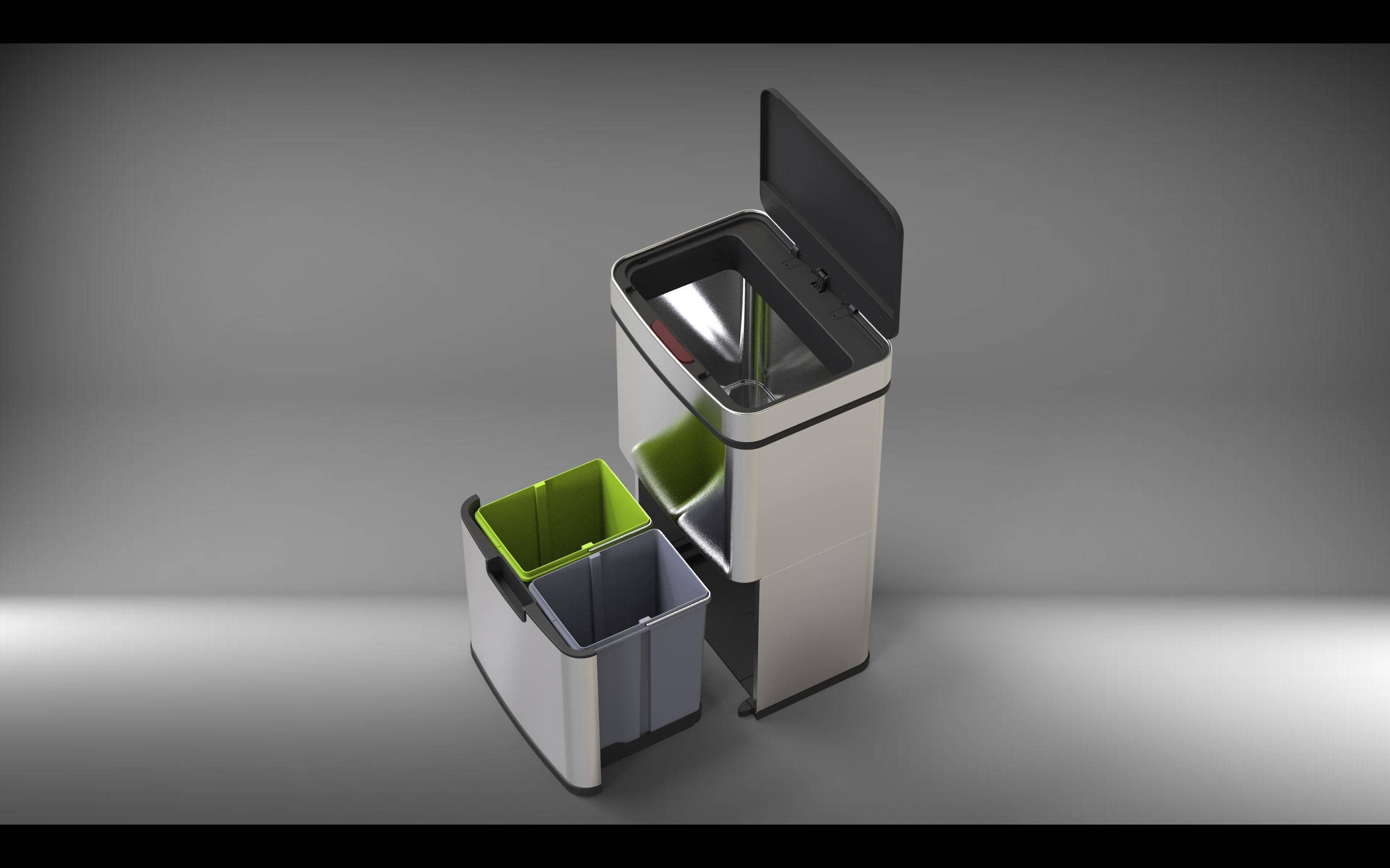 4cookz® Smart Waste RVS afvalscheidingsprullenbak met sensor 72 liter