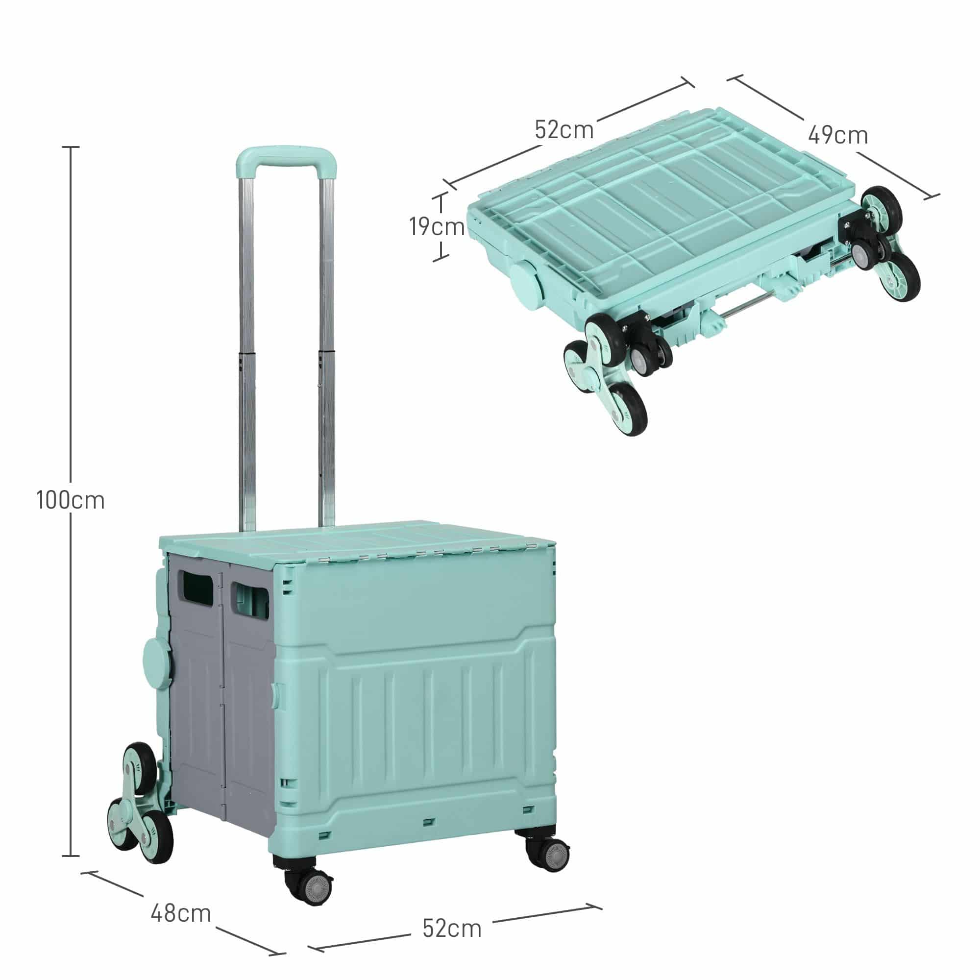 4goodz Winkelwagen Vouwkrat Trapklimmer Opvouwbaar max. 65 Kg Belastbaar - Mintgroen
