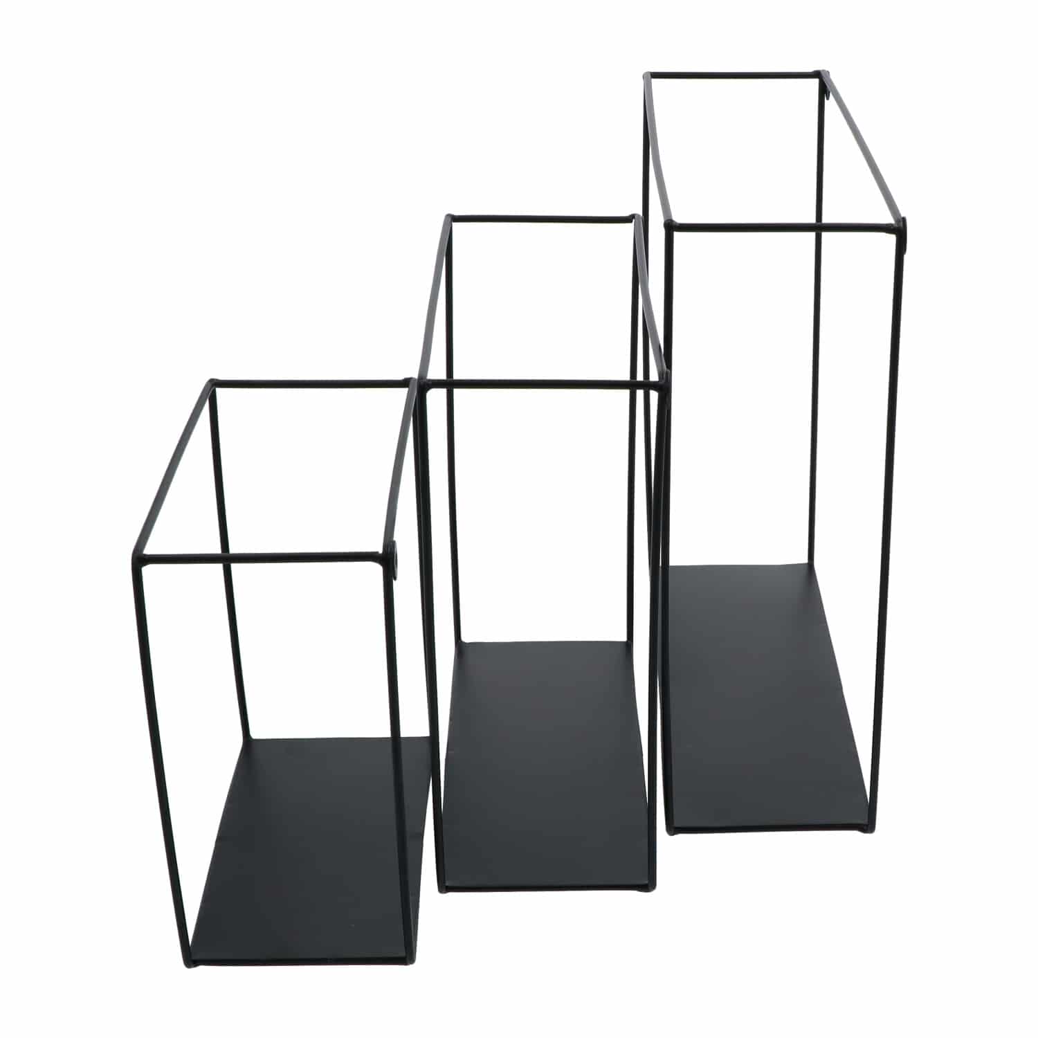 4goodz Set van 3 stuks Vierkant Metalen Wandrekken 30x30x10 cm - Zwart