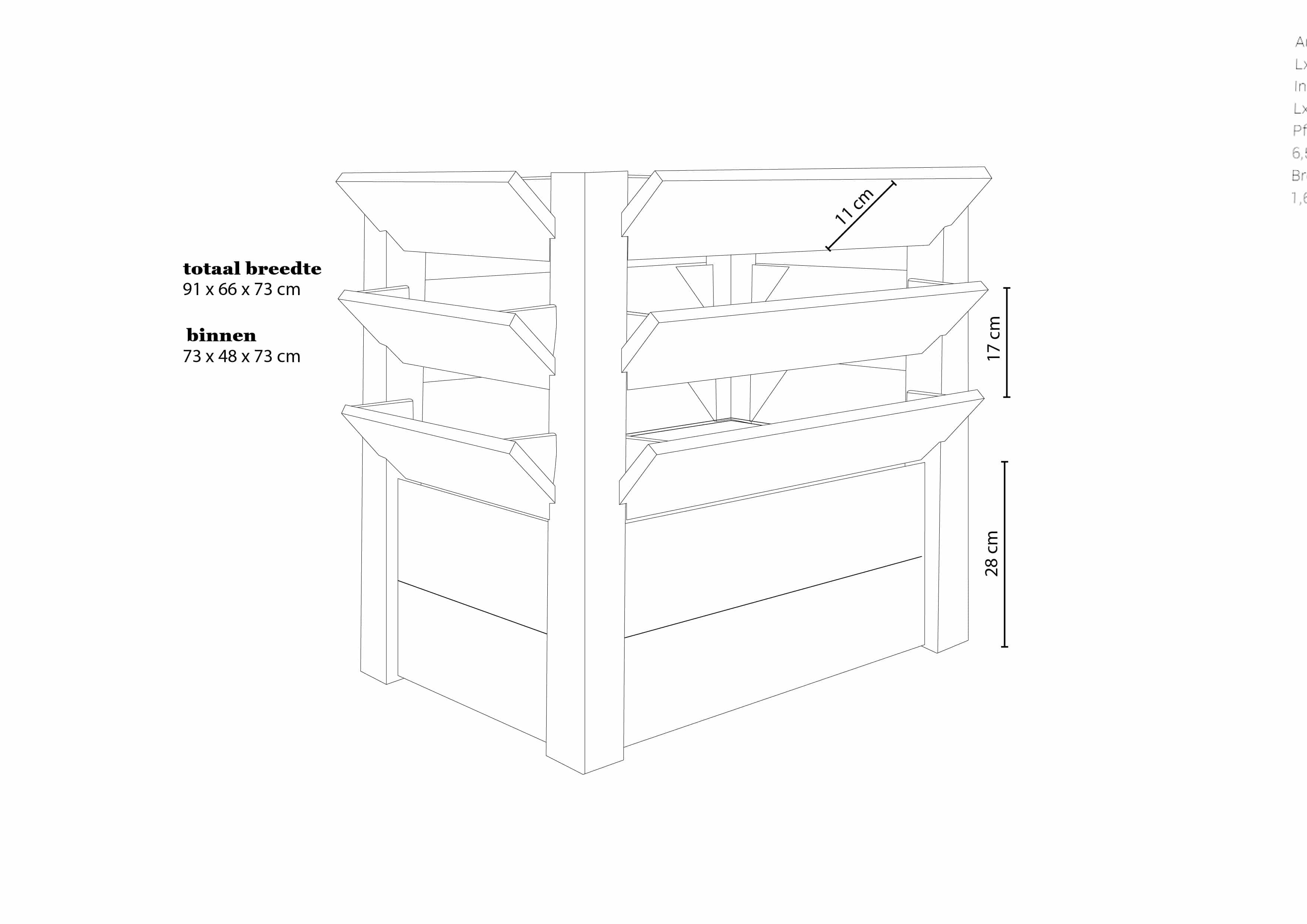Westmann verhoogde plantenbak Premium XL - 65x90x73 cm