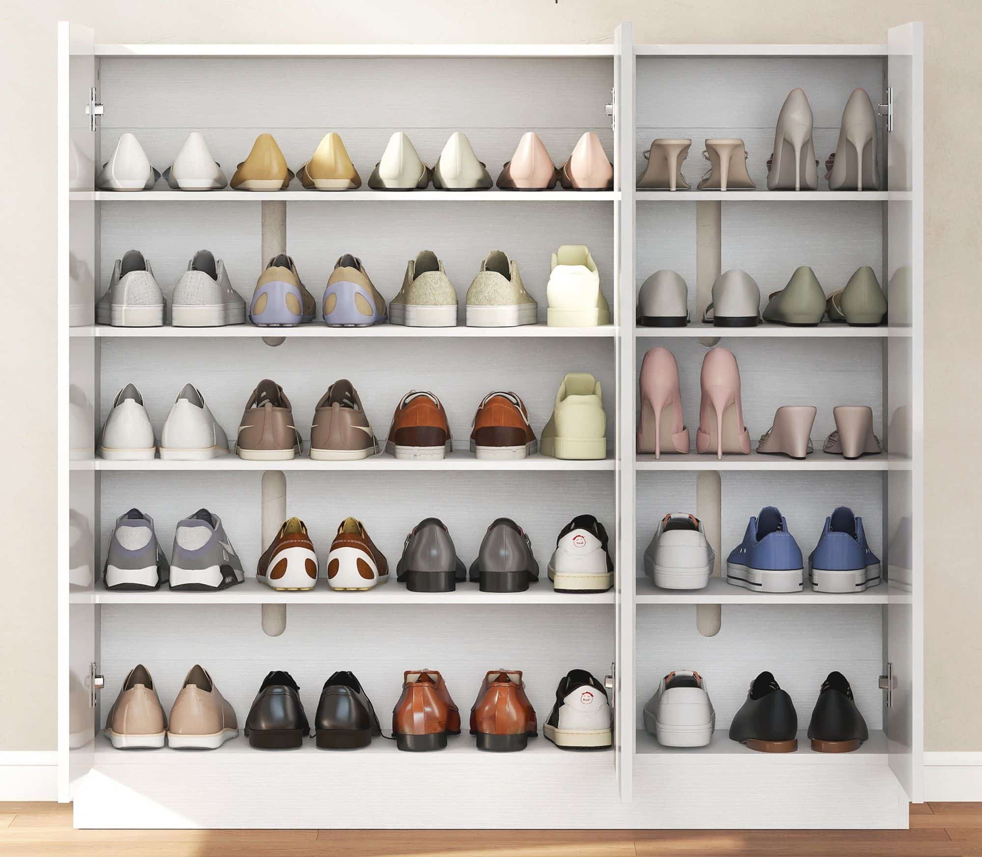 4goodz Schoenenkast 20-30 paar schoenen - Hoogglans Wit