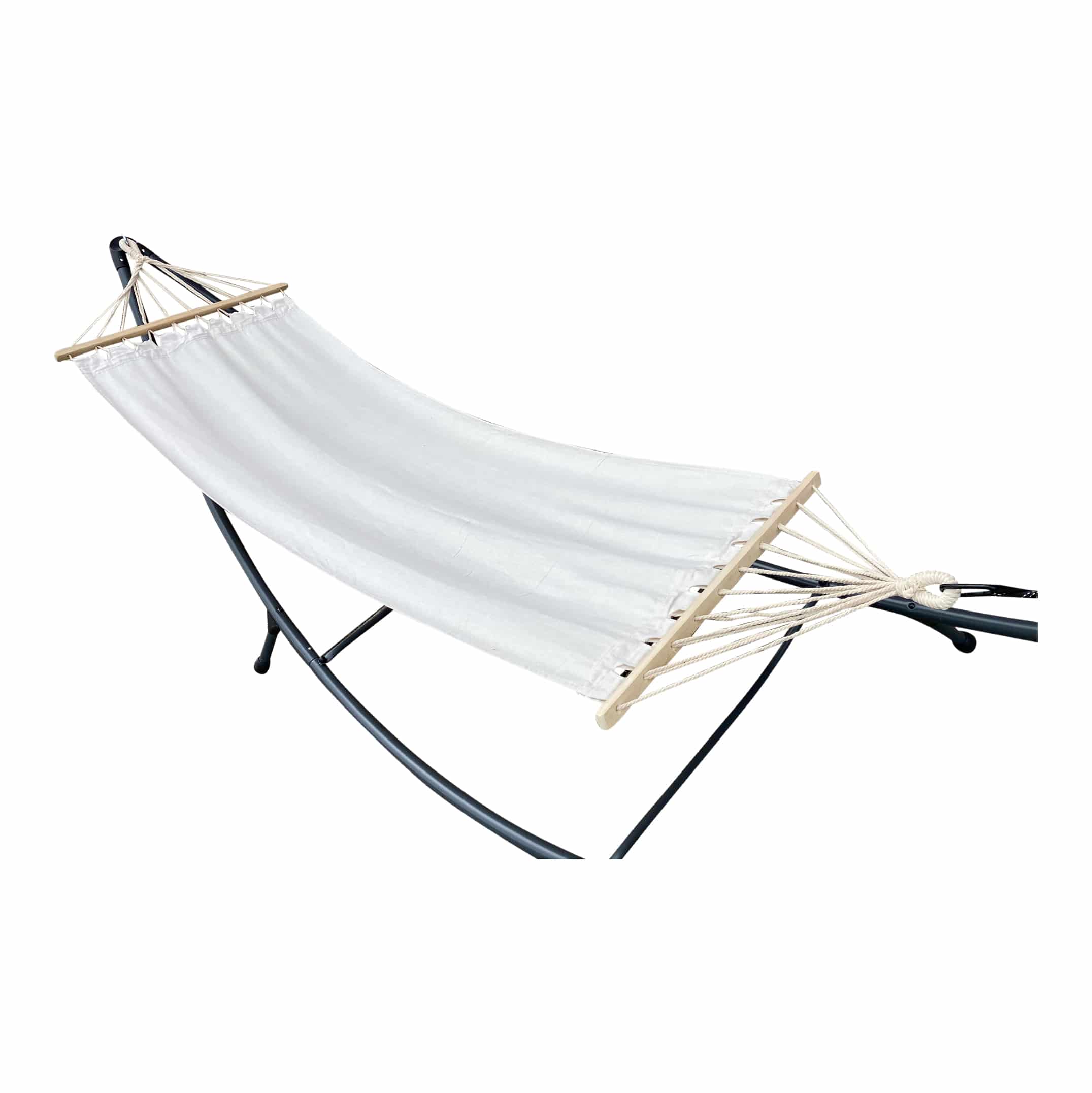 4goodz Cremekleurige eenpersoons Hangmat houten spreidstok - 270x80CM