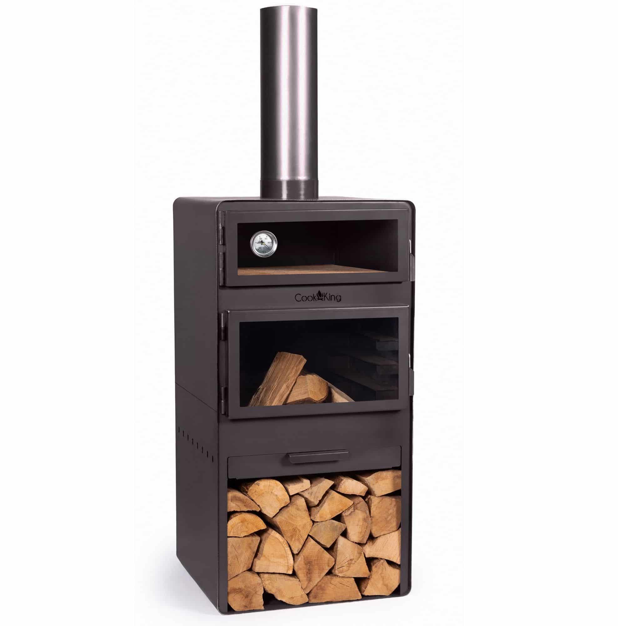 CookKing Tuinhaard Vento met Pizza-oven - Hoge Kwaliteit - Handgemaakt in Europa - 50x50x150 cm