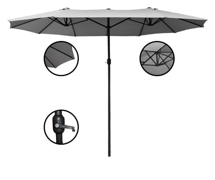 4gardenz® XL Duo Parasol 460x270x245 cm met Hoes en Voet - Grijs