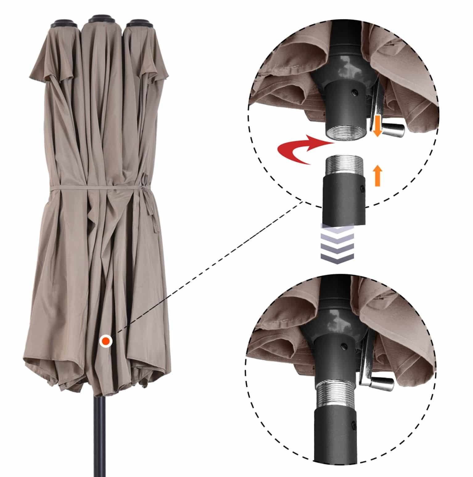 4goodz Duo-parasol 460x270 cm - brede XL Parasol - Bruin