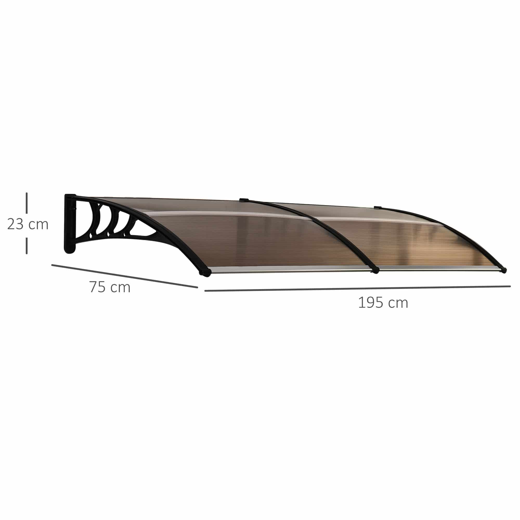 4goodz Deurluifel Afdak 75x195 cm - Overkapping polycarbonaat - Bruin