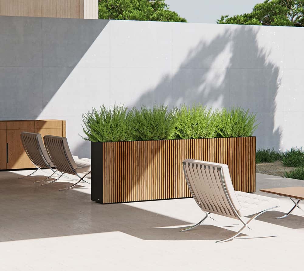 Herstera Garden Plantenbak Cube XL - 120x40x80 cm - Antraciet/Houtlook