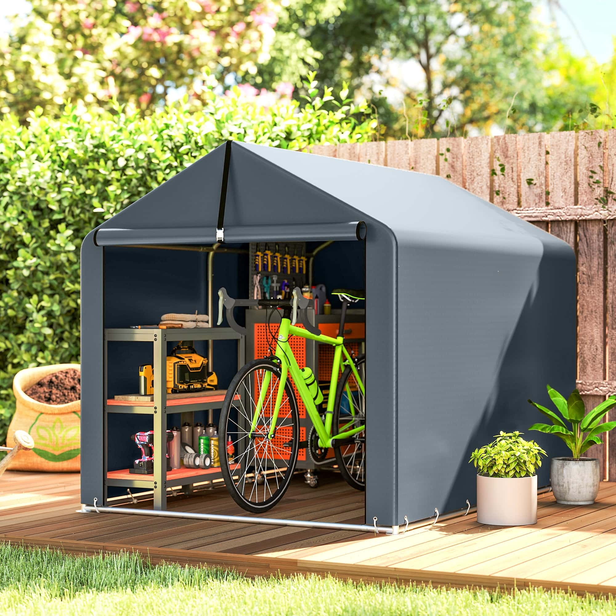 4goodz Opslagtent Weersbestendig voor fietsen of gereedschap 221x162x163 cm