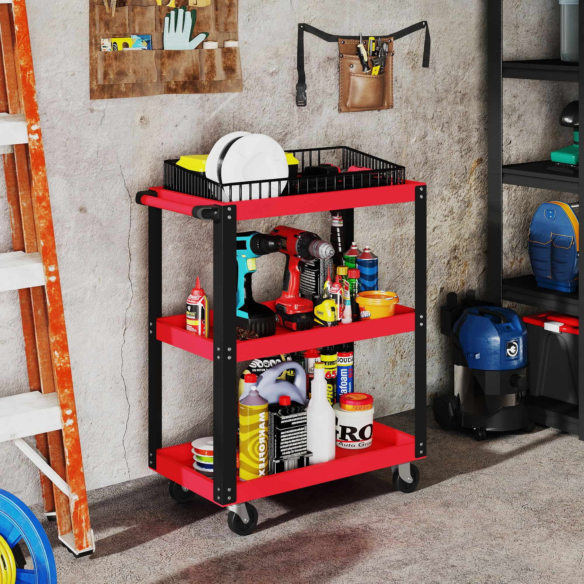 4goodz Gereedschapswagen met 3 niveaus - 120 kg draagvermogen - met Handvat