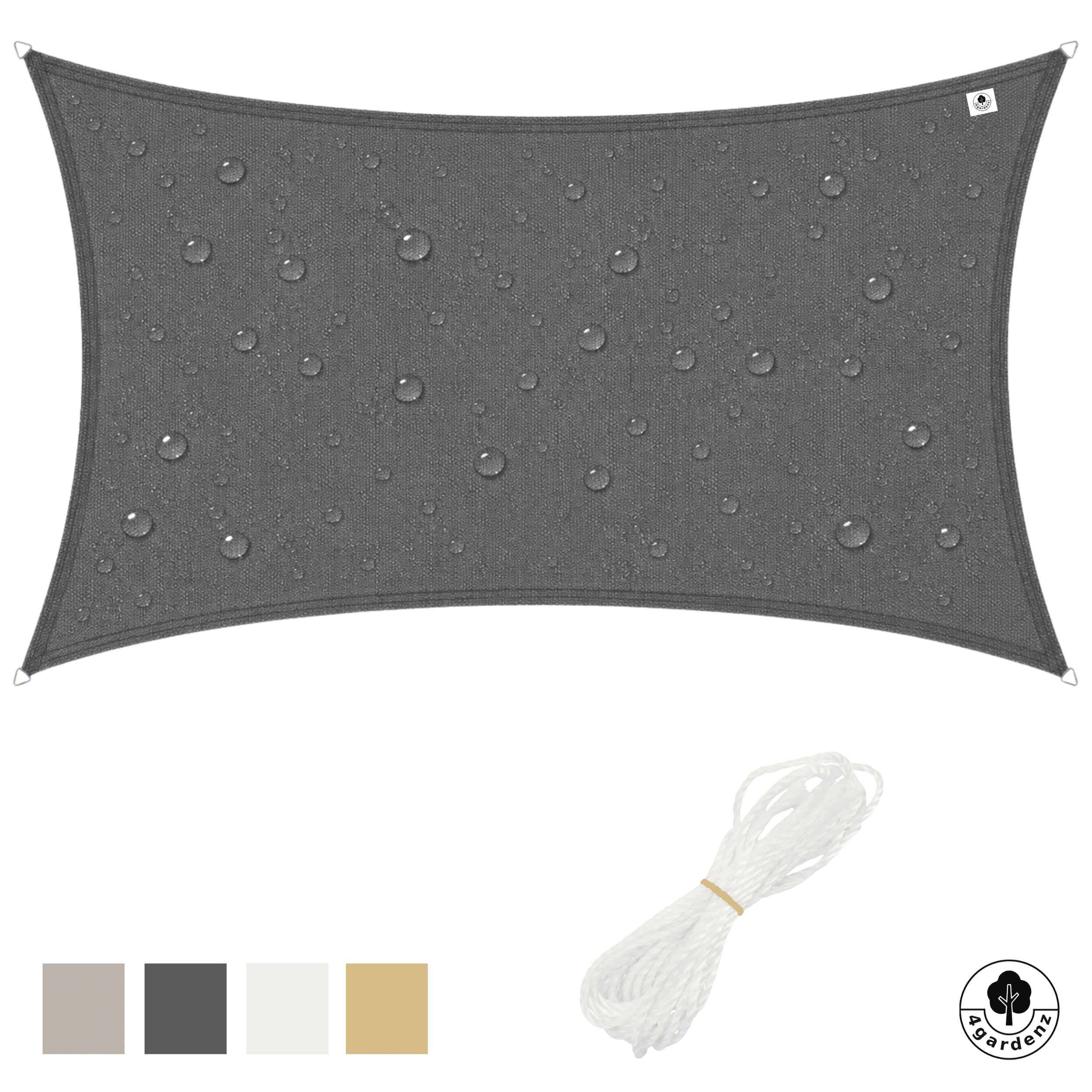 4gardenz Schaduwdoek Waterafstotend Rechthoek 5x6 mtr - Grijs