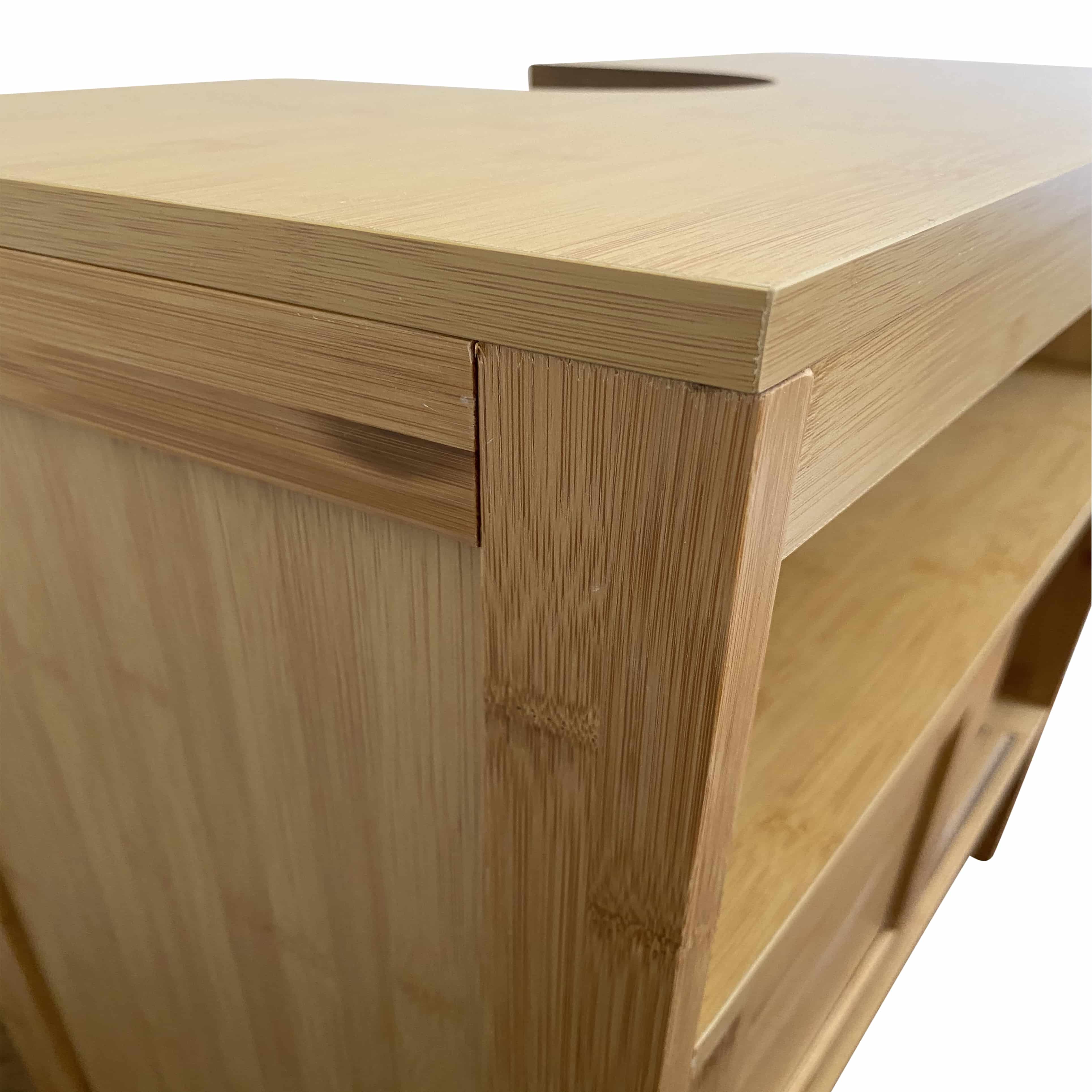 Bamboe wastafel onderkast Mahe met 2 schuifdeuren en 1 plank - Bruin